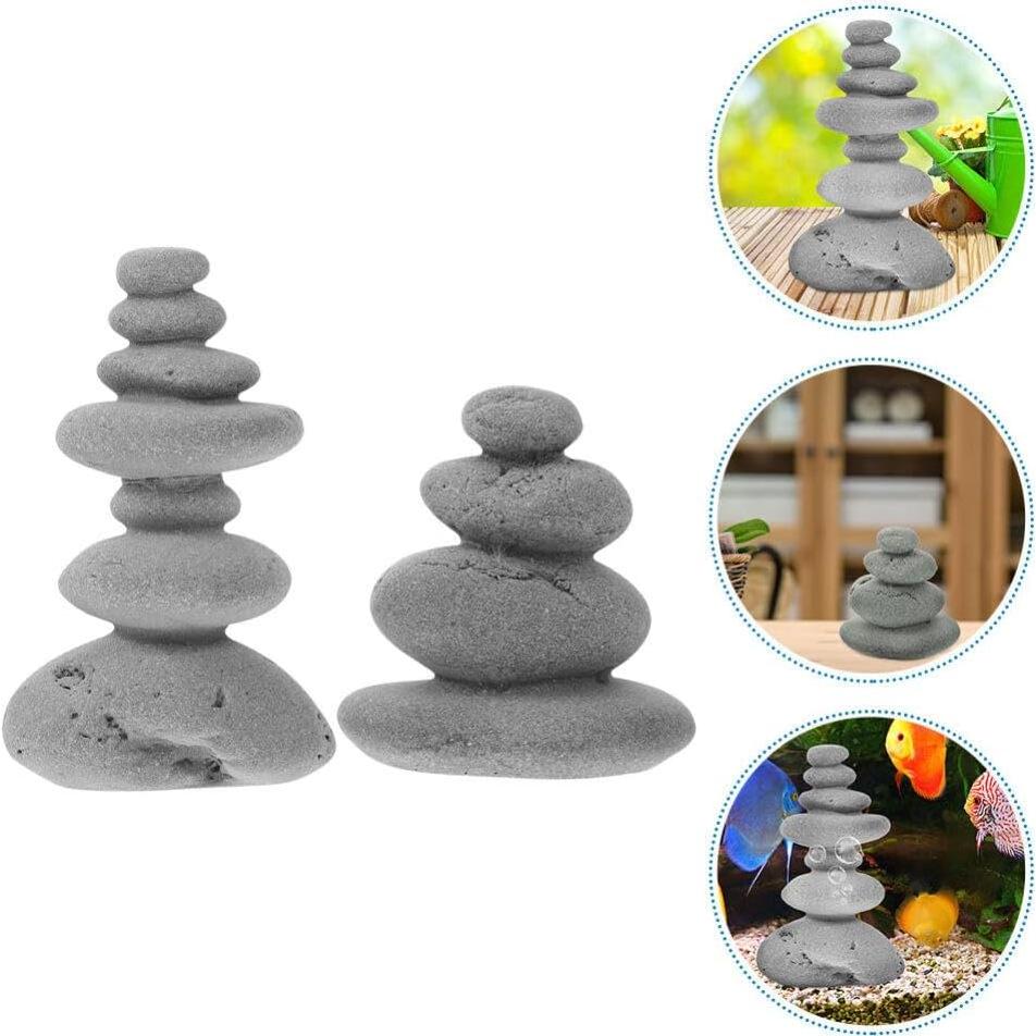 Escultura de Rocas Apiladas Zerodeko 2pcs Decoración Jardín
