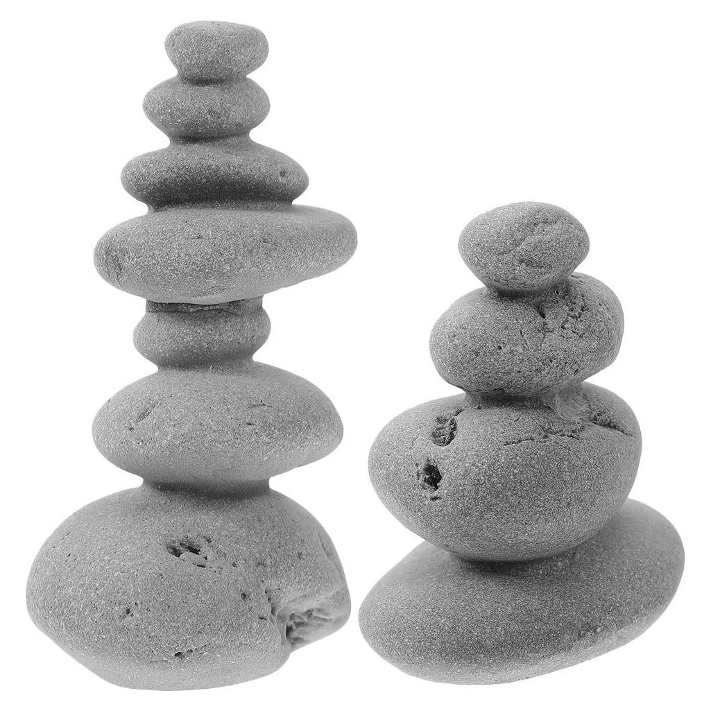 Estatuas de Piedra Apilada VOSAREA 2 Piezas 4.45 cm Jardín