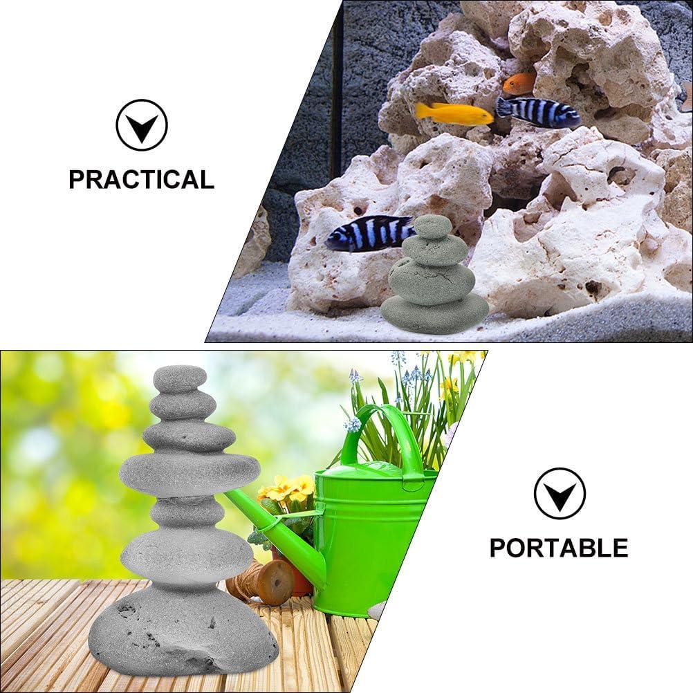 Estatuas de Piedra Apilada VOSAREA 2 Piezas 4.45 cm Jardín