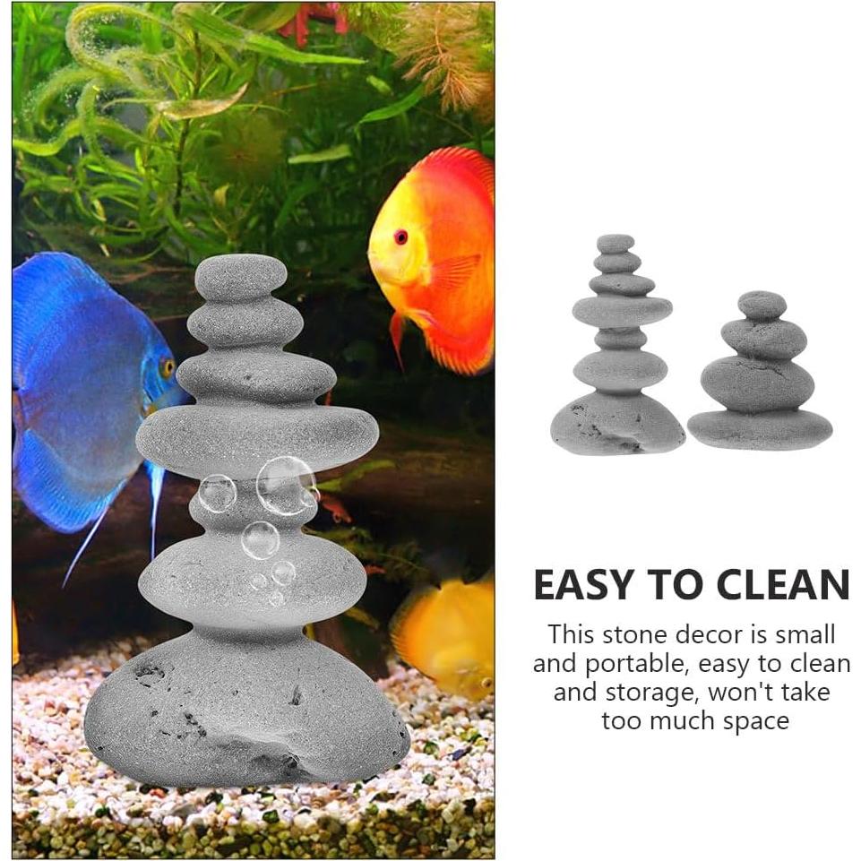 Estatuas de Piedra Apilada VOSAREA 2 Piezas 4.45 cm Jardín