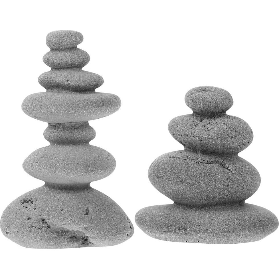 Estatuas de Piedra Apilada VOSAREA 2 Piezas 4.45 cm Jardín