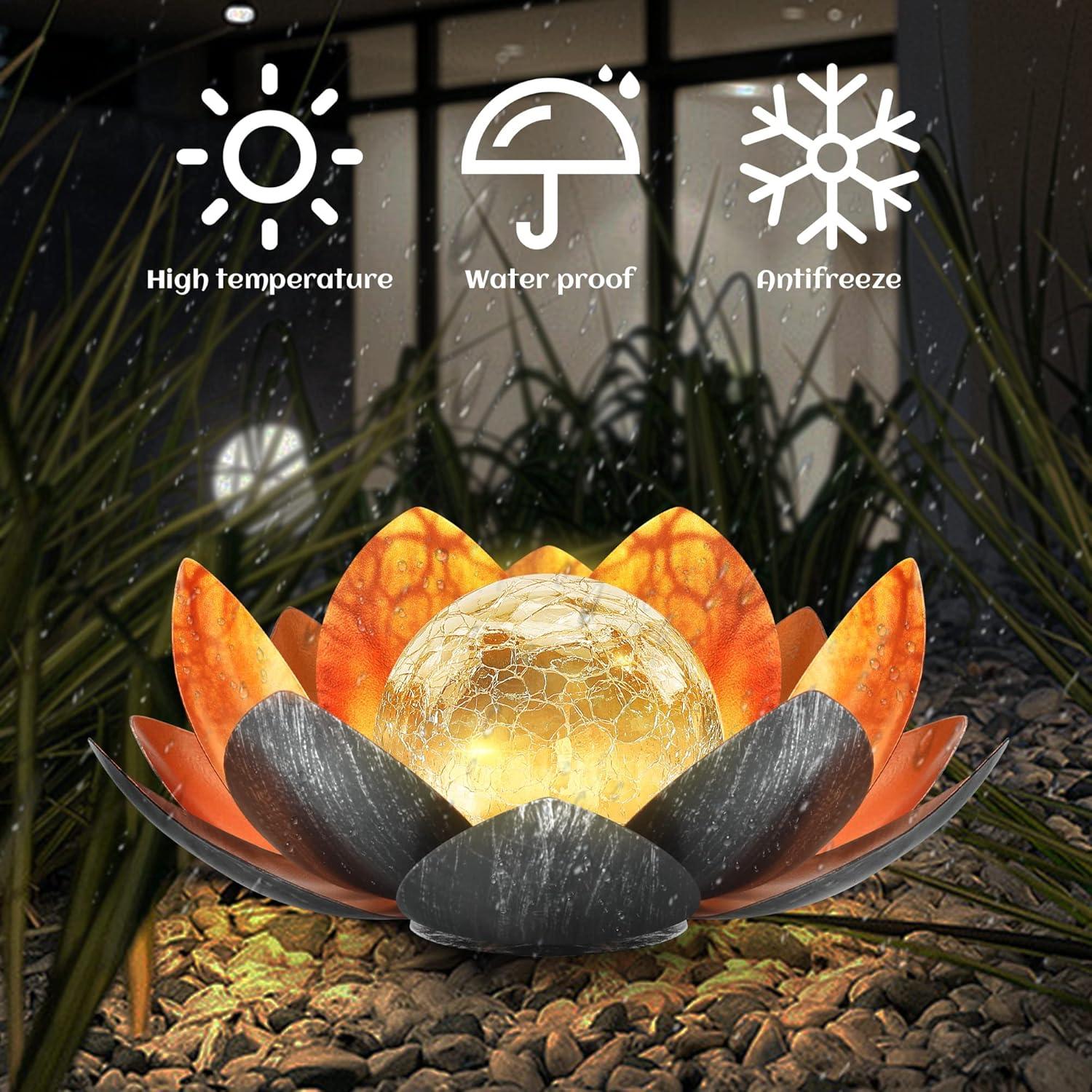 Luz Solar de Loto QZHP, Globo de Vidrio Craquelado IP44