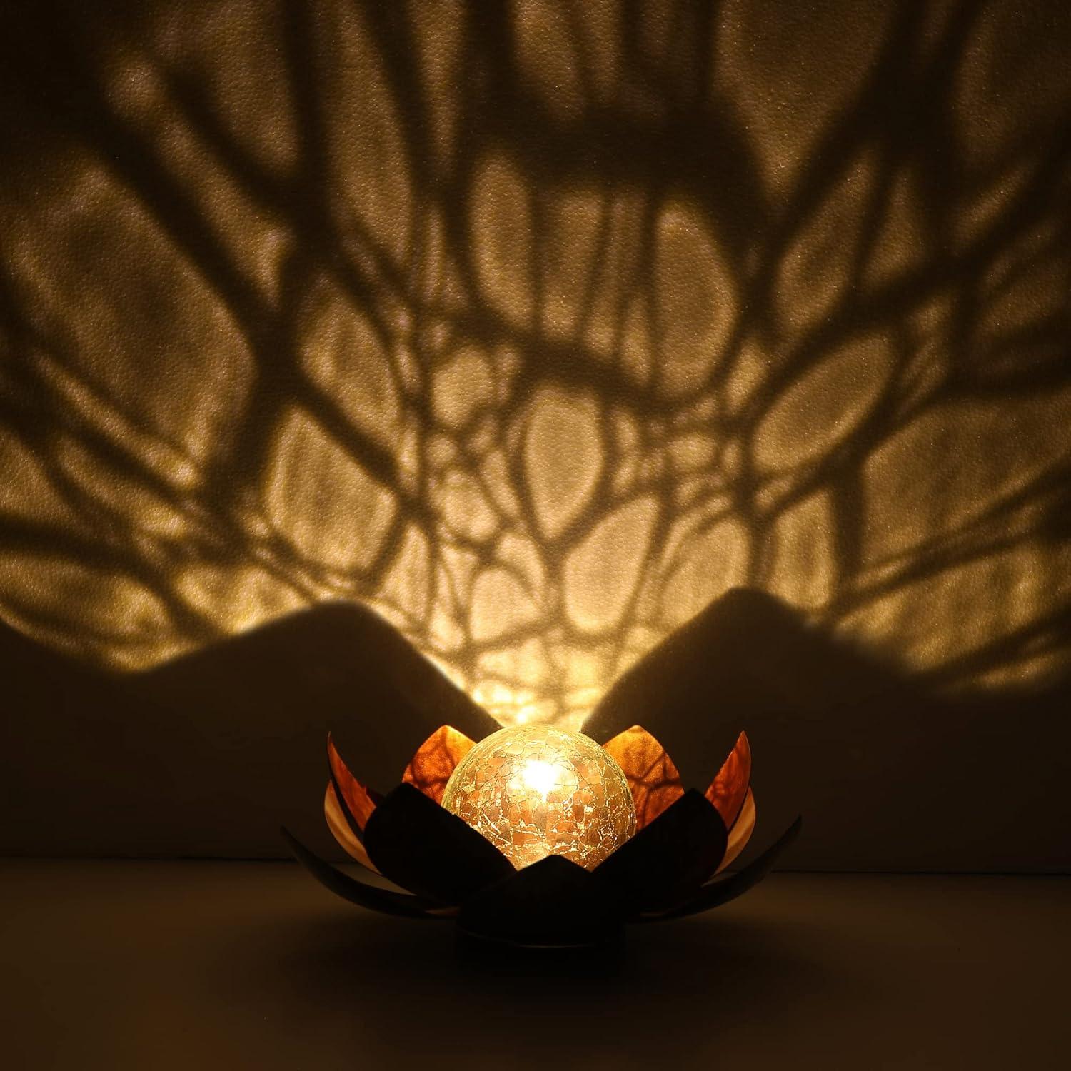 Luz Solar de Loto QZHP, Globo de Vidrio Craquelado IP44