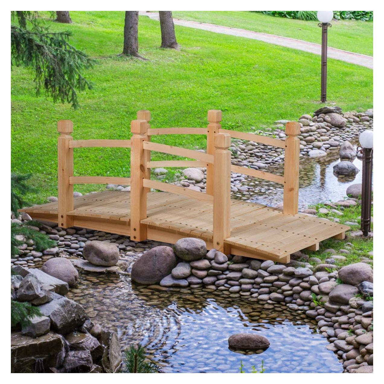 Puente de Jardín de Madera Giantex 1.52m con Barandillas