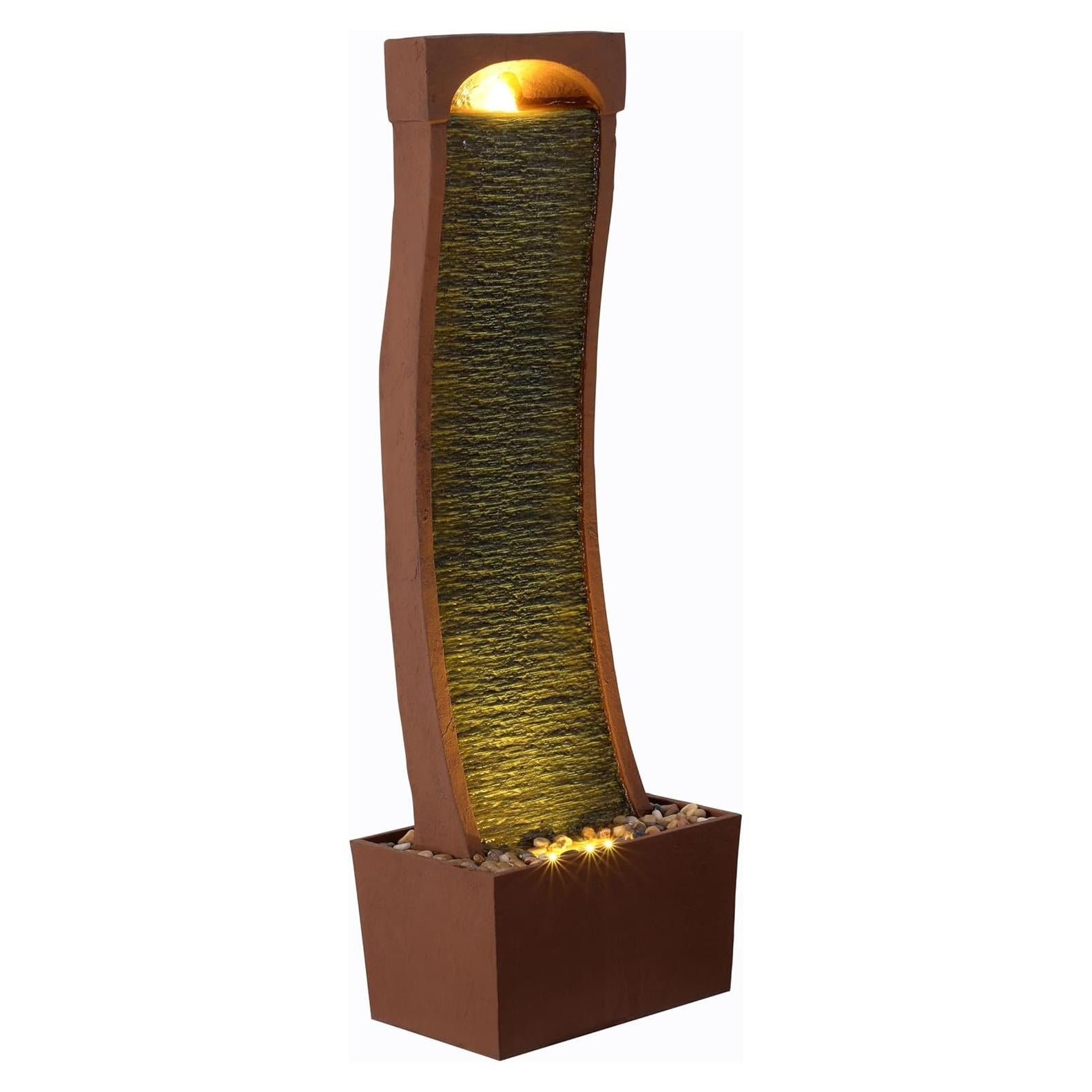 Fuente de Agua Curvada Moderna Teamson Home 98 cm LED Rojo