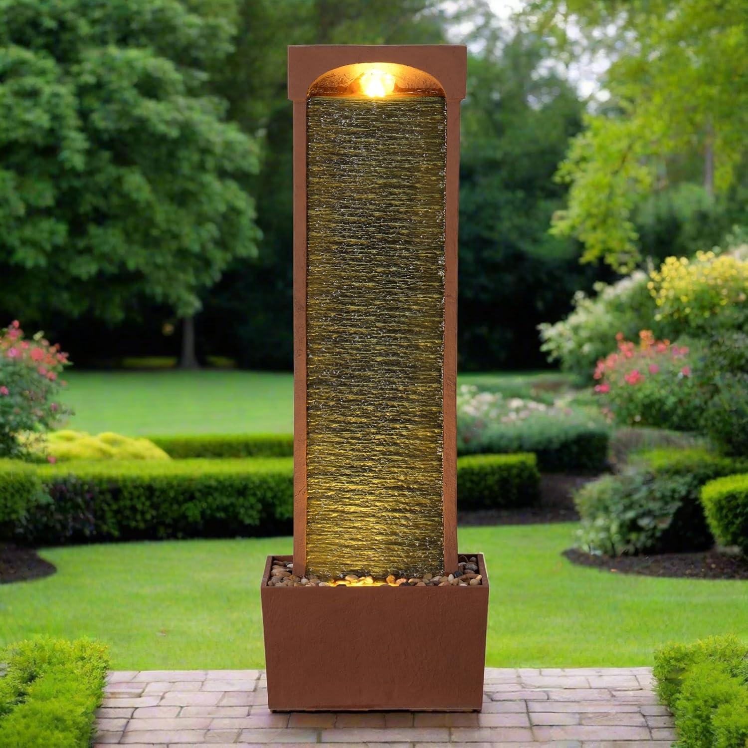 Fuente de Agua Curvada Moderna Teamson Home 98 cm LED Rojo