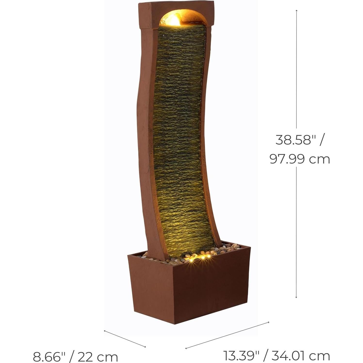 Fuente de Agua Curvada Moderna Teamson Home 98 cm LED Rojo