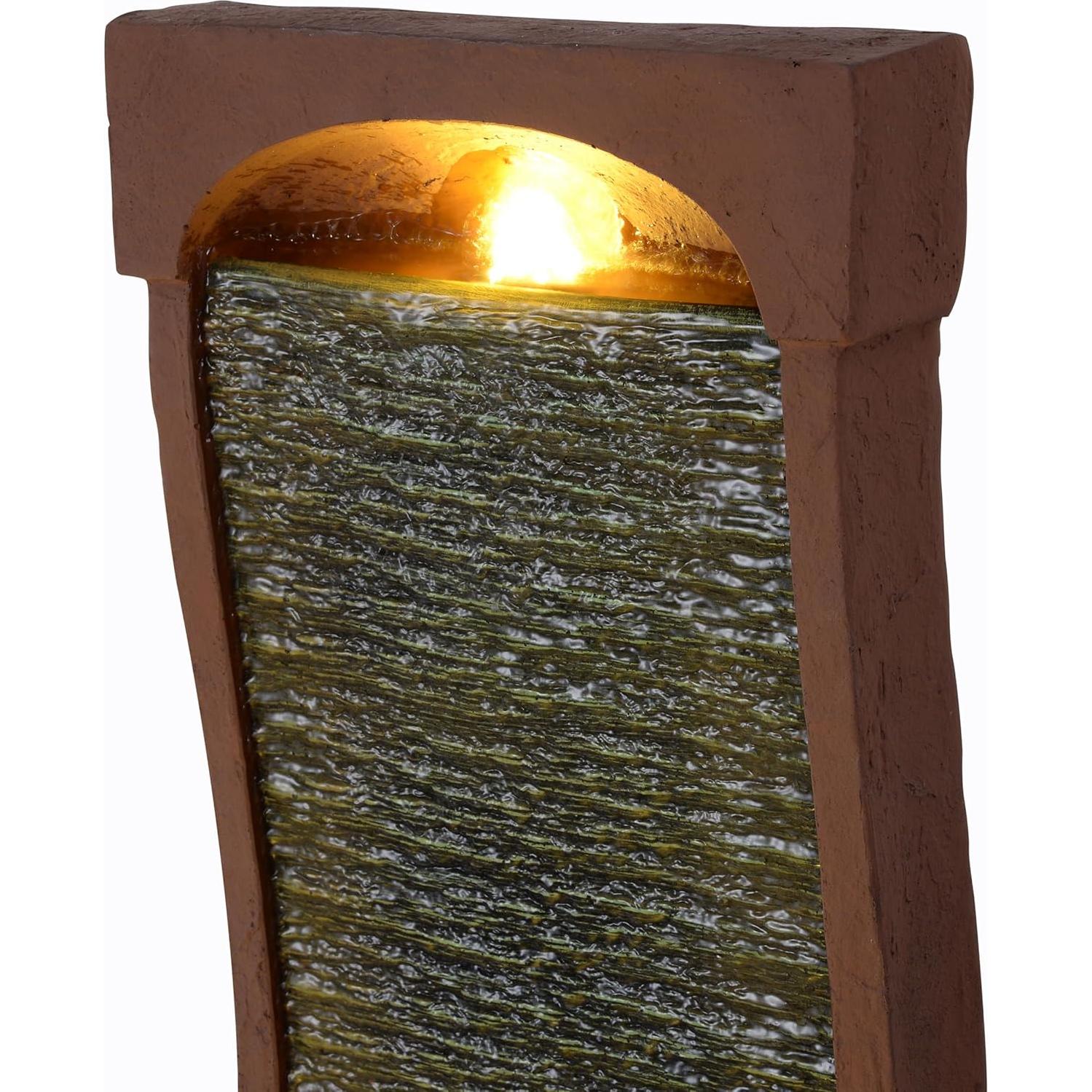 Fuente de Agua Curvada Moderna Teamson Home 98 cm LED Rojo