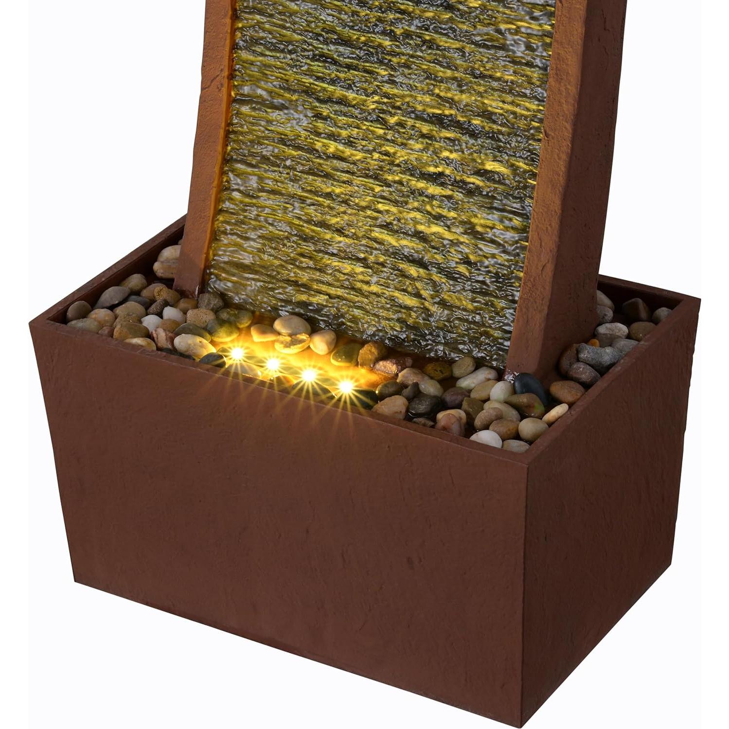 Fuente de Agua Curvada Moderna Teamson Home 98 cm LED Rojo