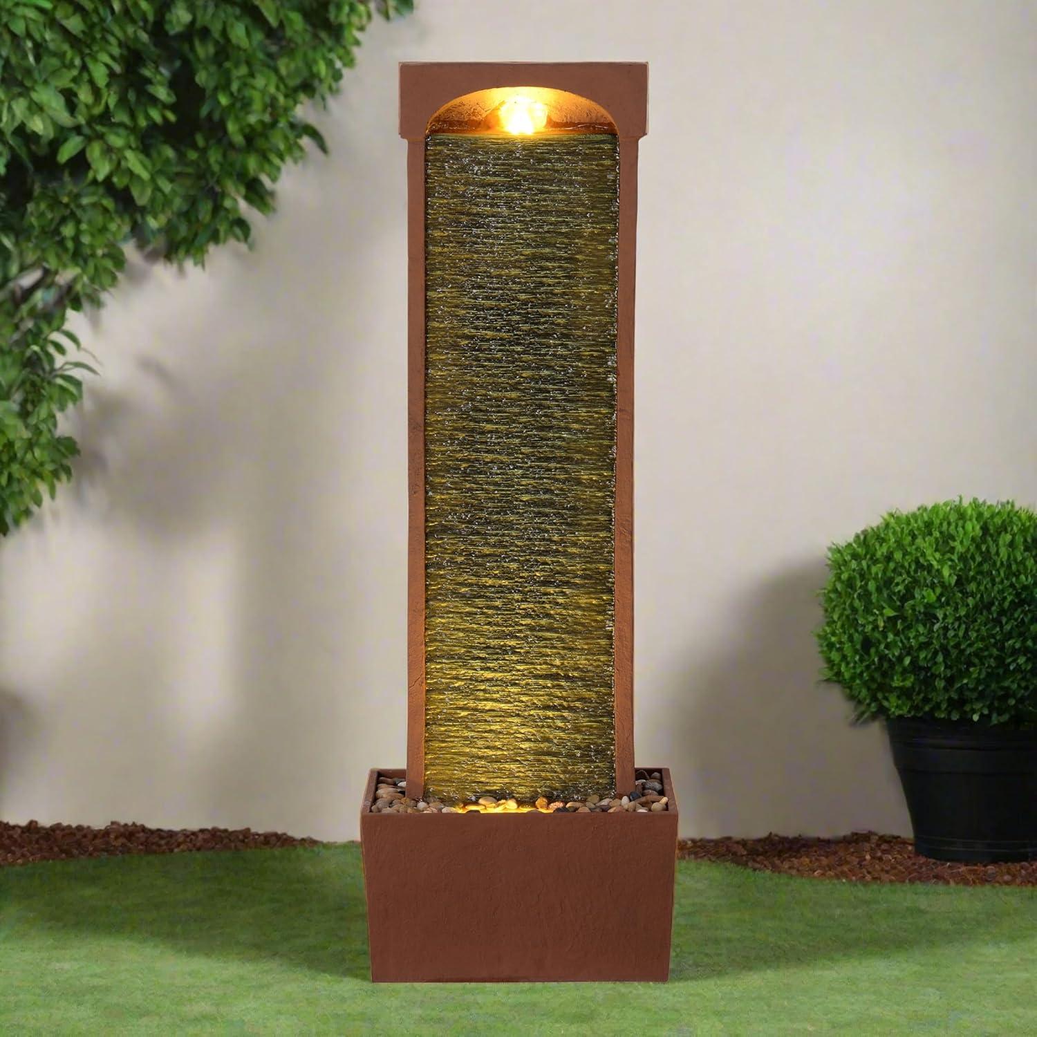 Fuente de Agua Curvada Moderna Teamson Home 98 cm LED Rojo