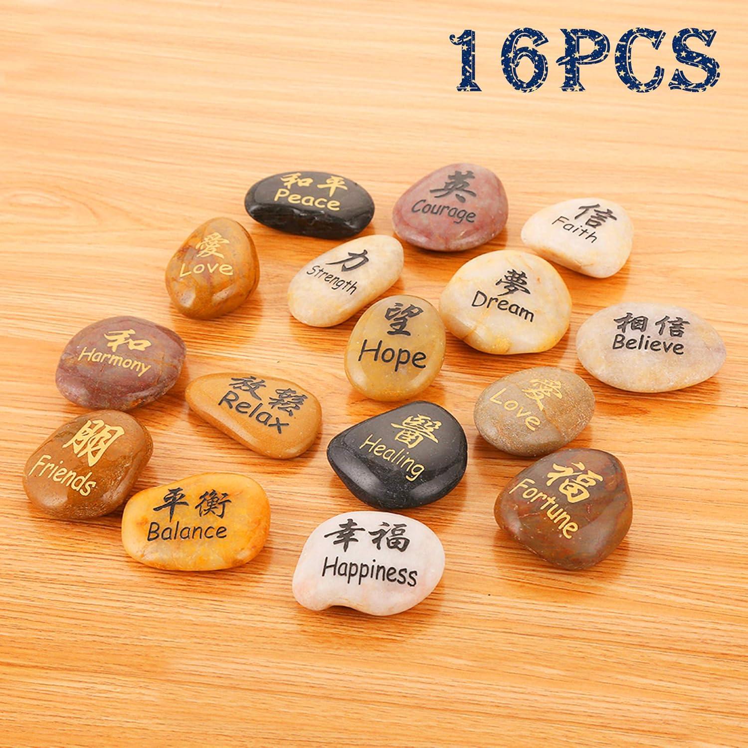 Juego de 16 Piedras Inspiradoras Kanji RockImpact - Pulidas