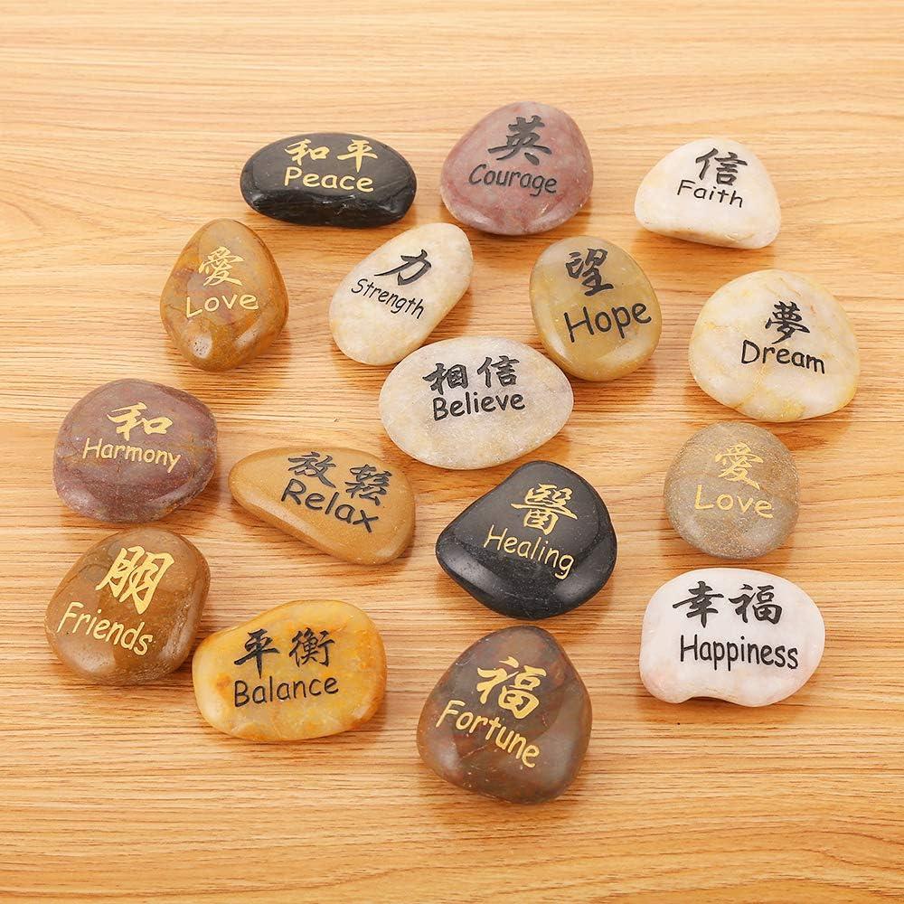 Juego de 16 Piedras Inspiradoras Kanji RockImpact - Pulidas