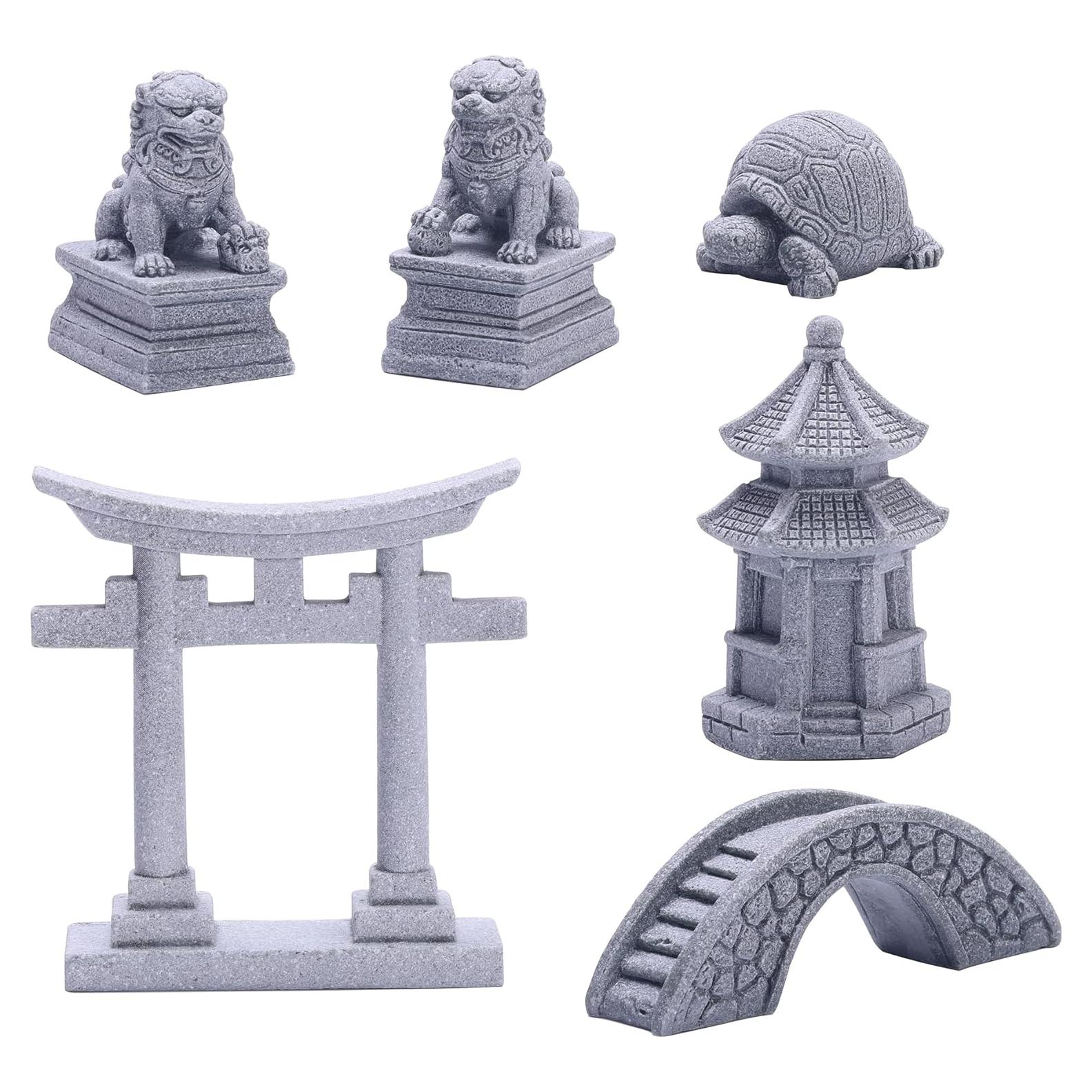 6 Accesorios de Jardín Zen Sdeetesamjun - Figuras de Arenisca