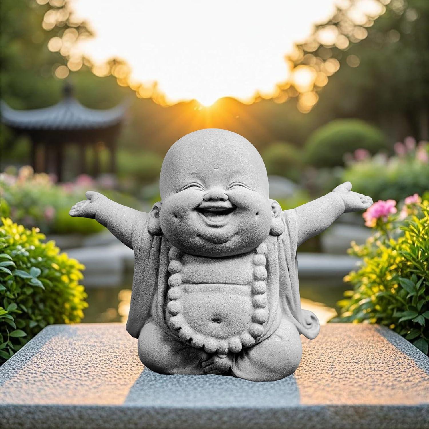 Estatua de Buda Riendo de Arenisca para Jardín y Acuario