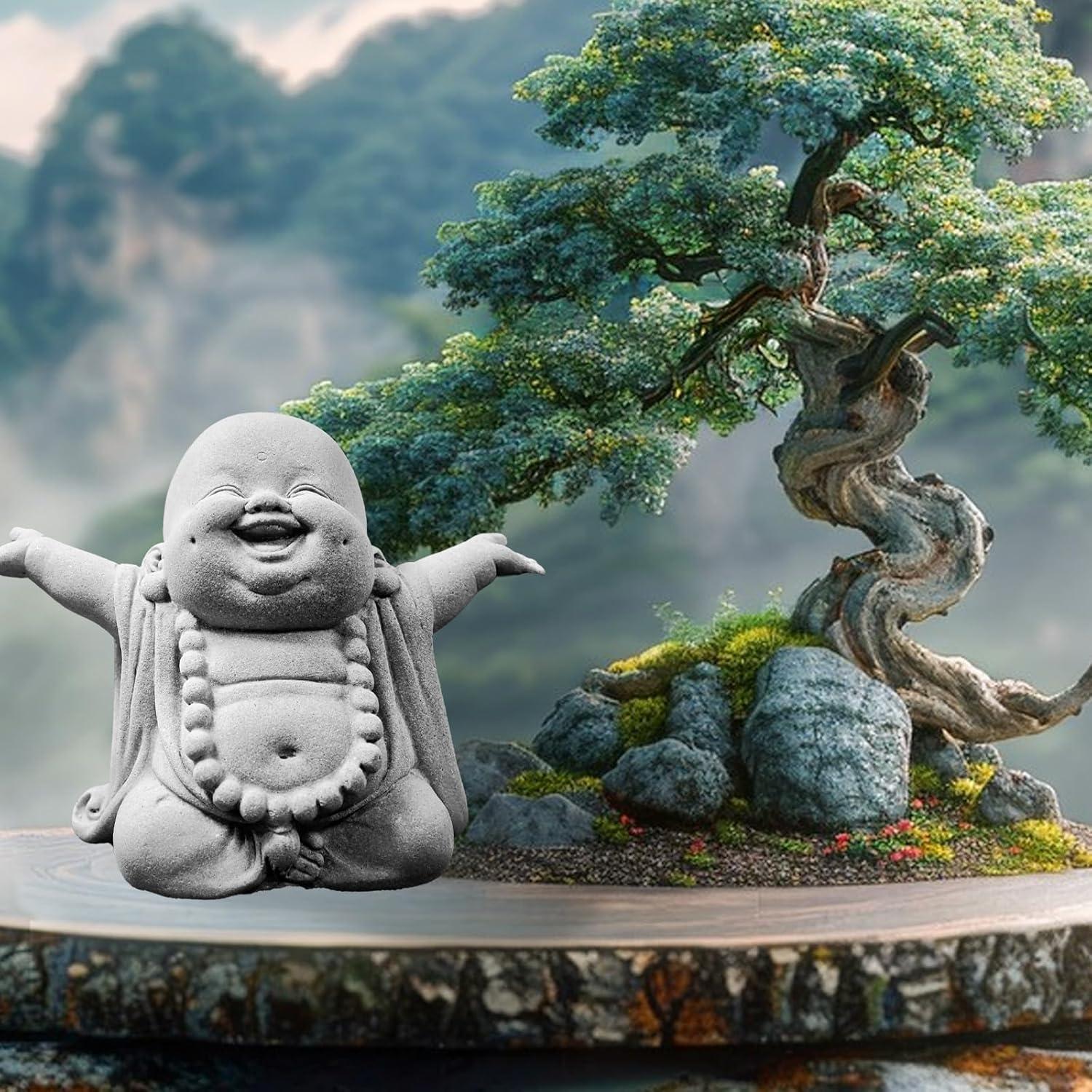 Estatua de Buda Riendo de Arenisca para Jardín y Acuario