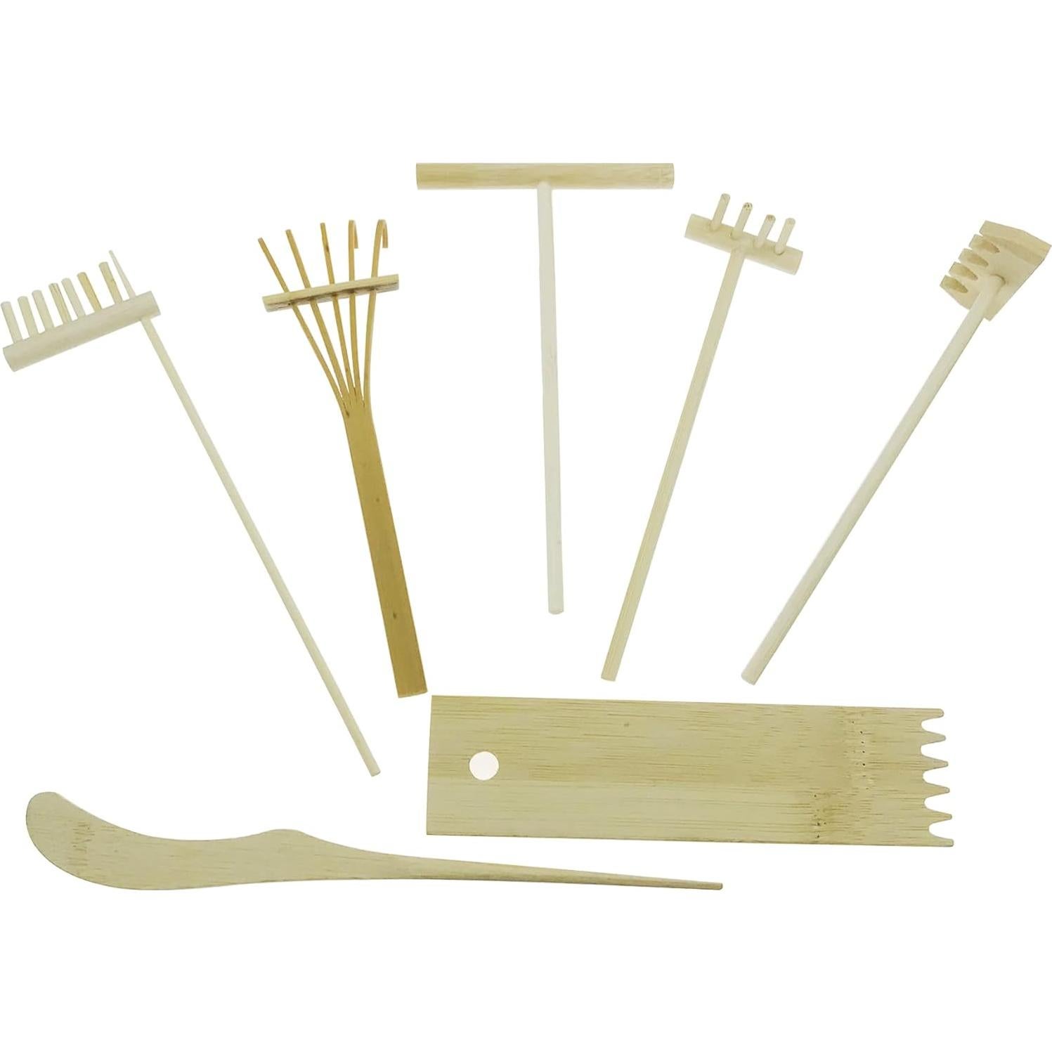 Kit de Rastrillos de Jardín Zen Cayway 7 PCS de Bambú