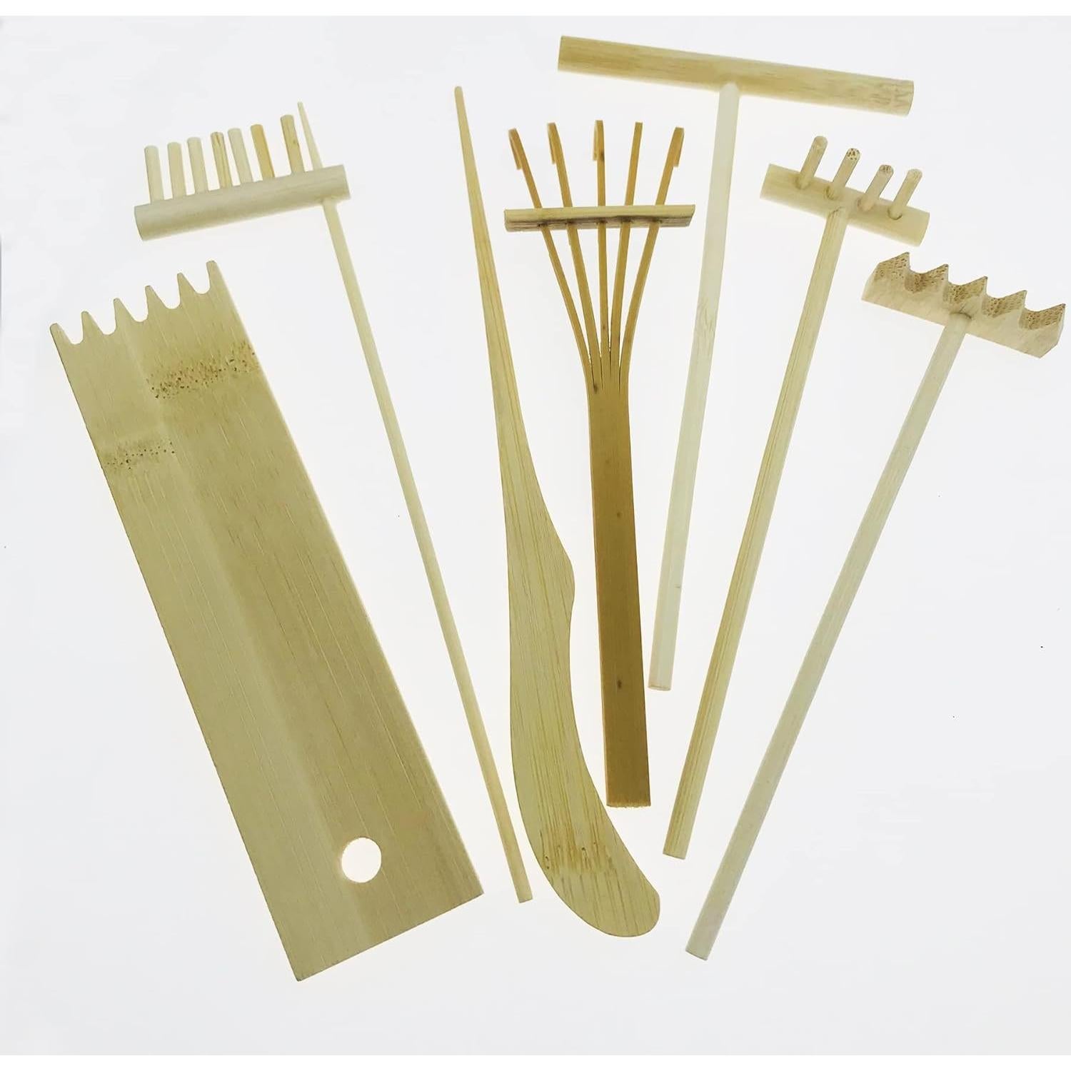 Kit de Rastrillos de Jardín Zen Cayway 7 PCS de Bambú