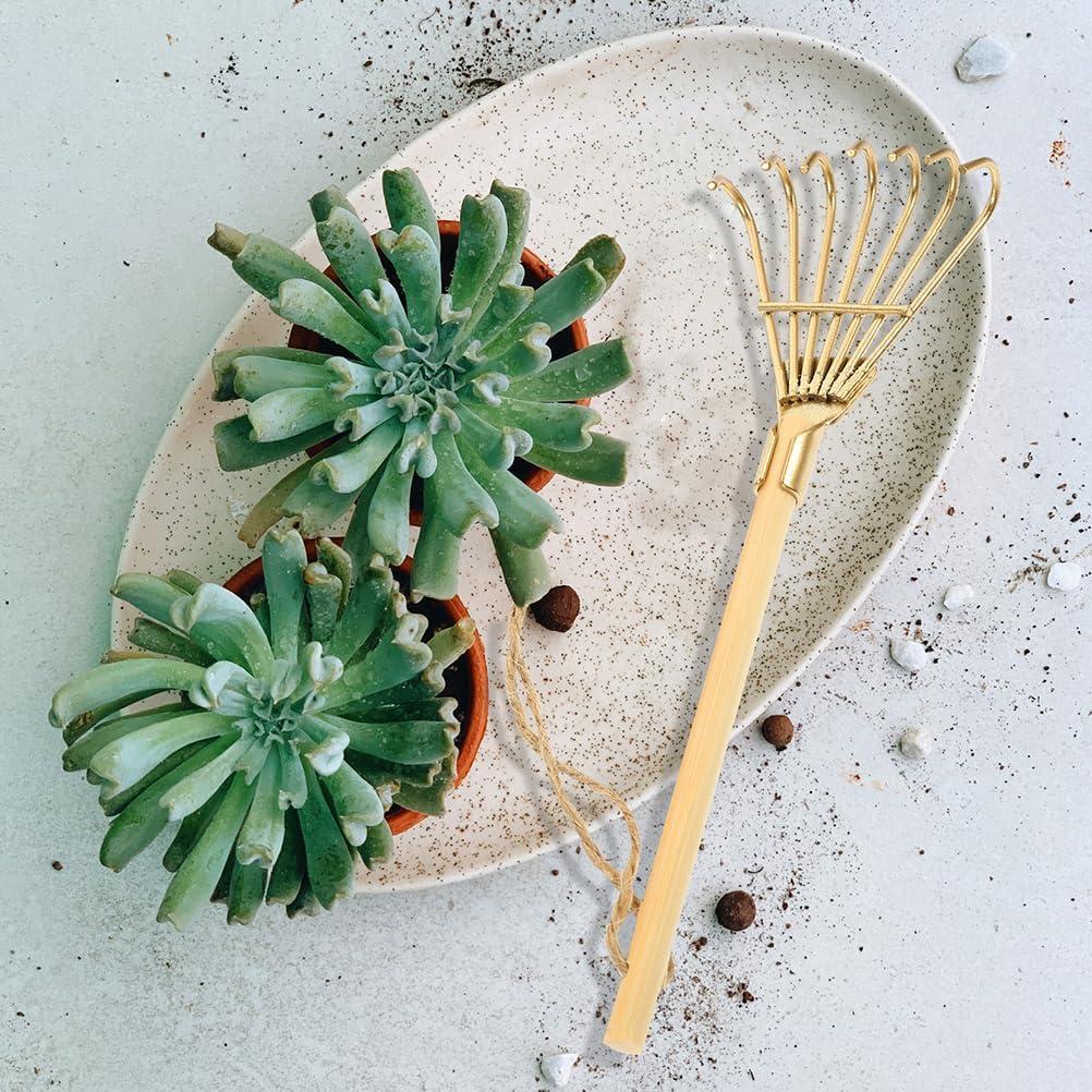 LOGOFUN Mini Rastrillos Zen Dorados 6 Pcs para Jardín