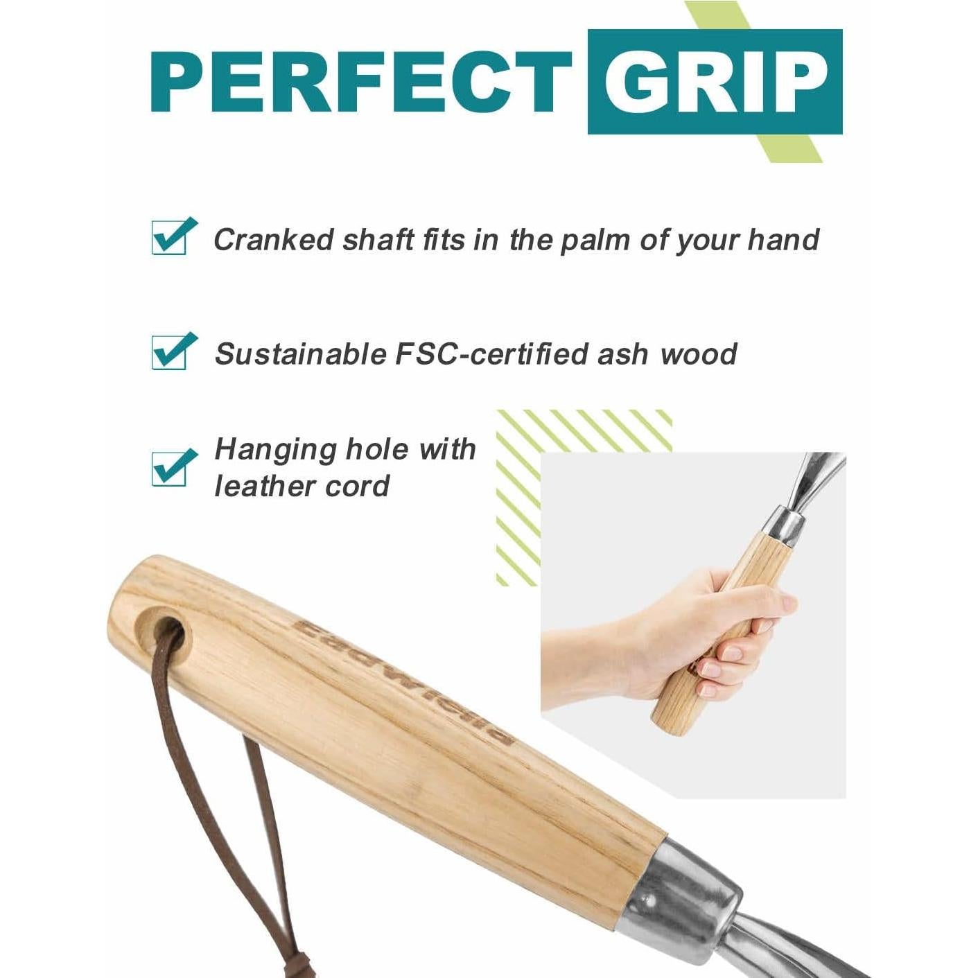 Rastrillo de Mano Eadwiella 36.3 cm Acero Inoxidable Ergonómico