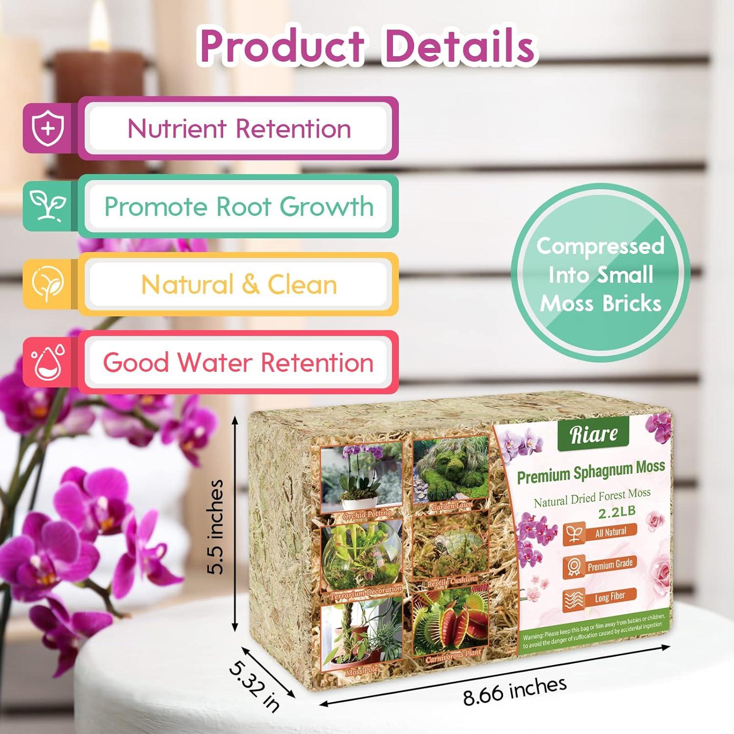 Musgo Sphagnum Premium Riare 1.0 kg para Plantas Carnívoras