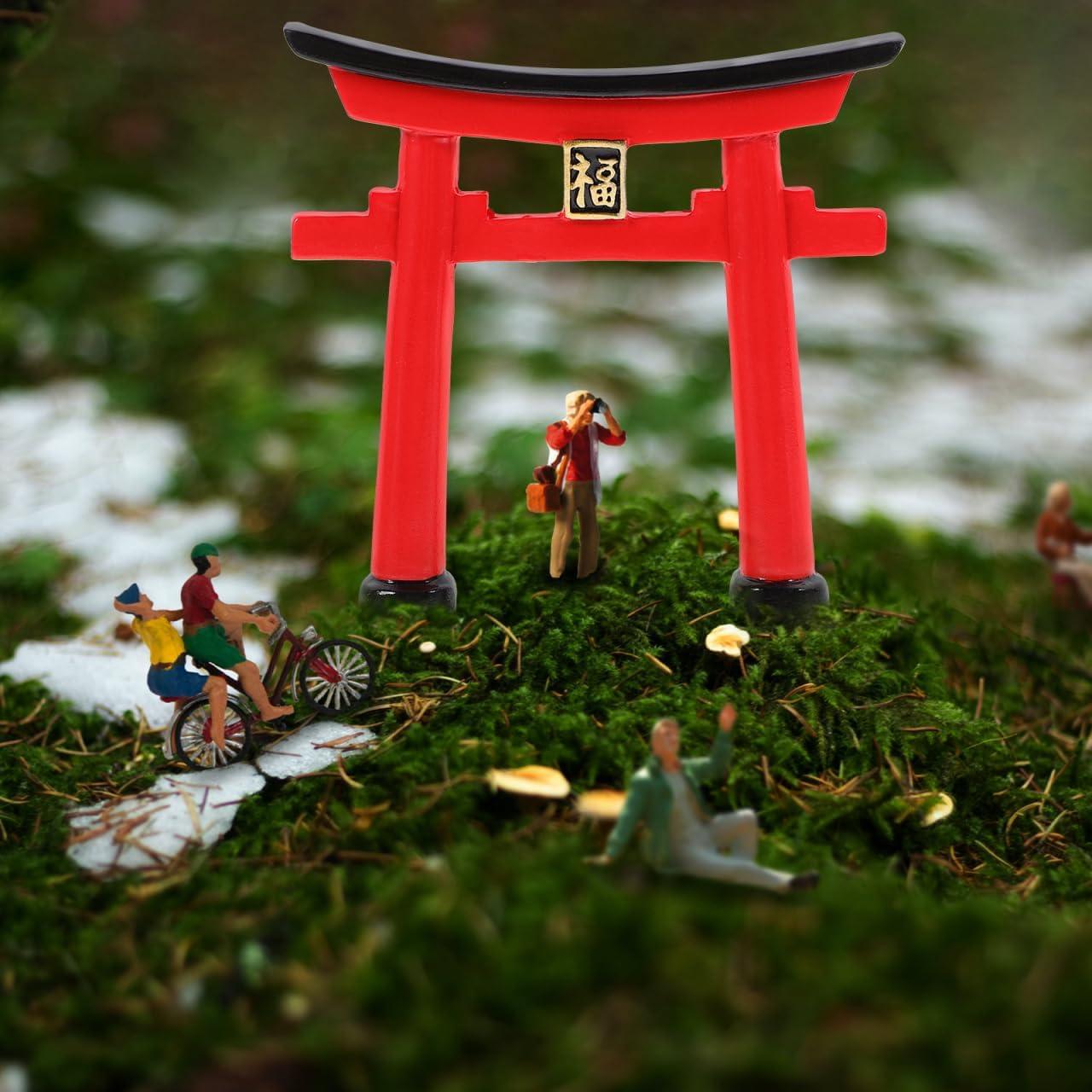 Adorno Mini Torii Japonés INOOMP 7x7cm Resina Decoración Acuario