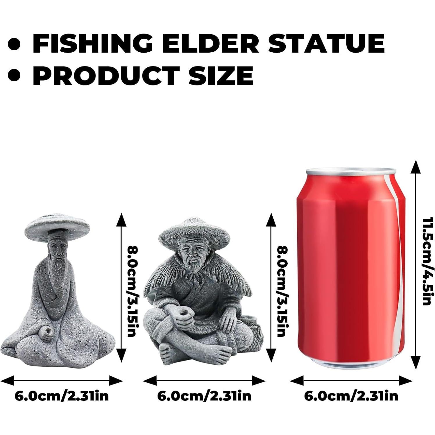 2 Figuras Decorativas de Anciano Pescador Zen MinrzPet