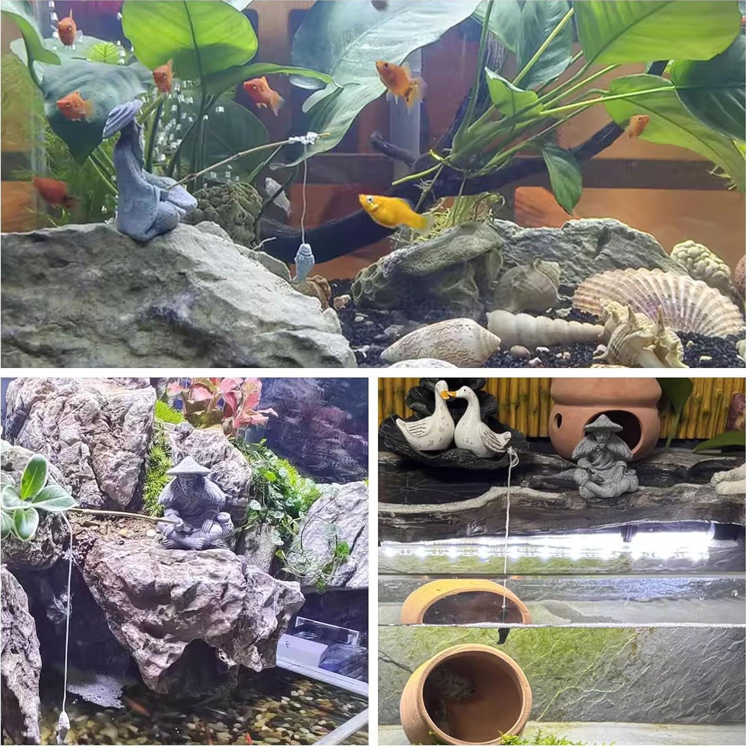 2 Figuras Decorativas de Anciano Pescador Zen MinrzPet