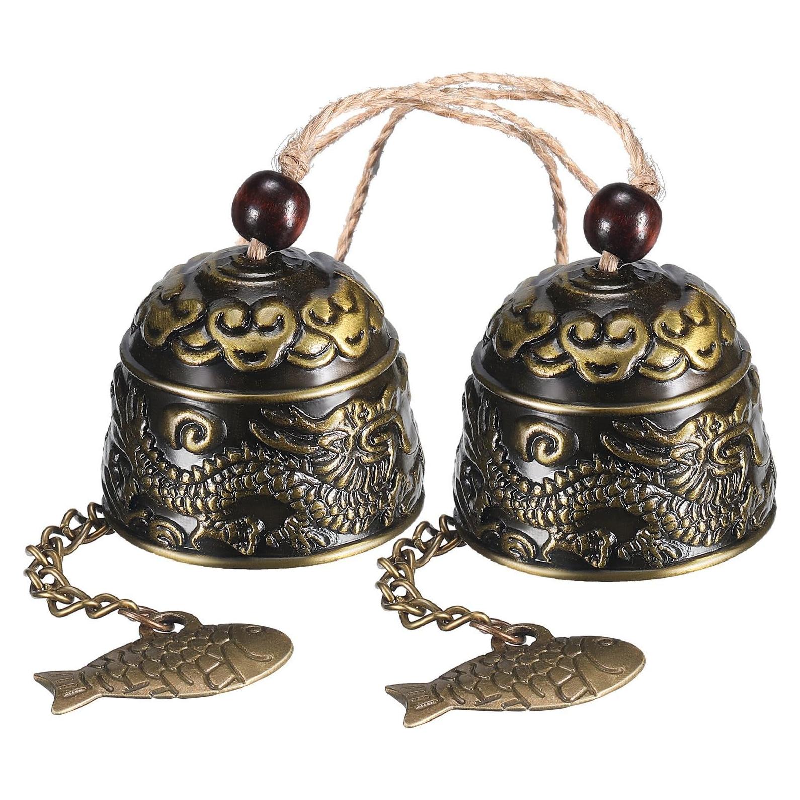 Campana Fengshui Dragón Vintage Chuangdi 25 cm Bronce