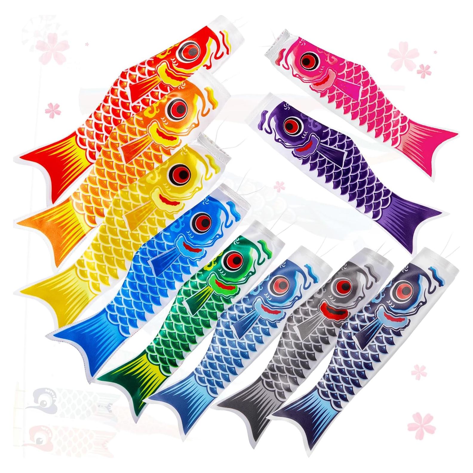 10 Banderas de Pez Koinobori Boao 40 cm Decoración Jardín