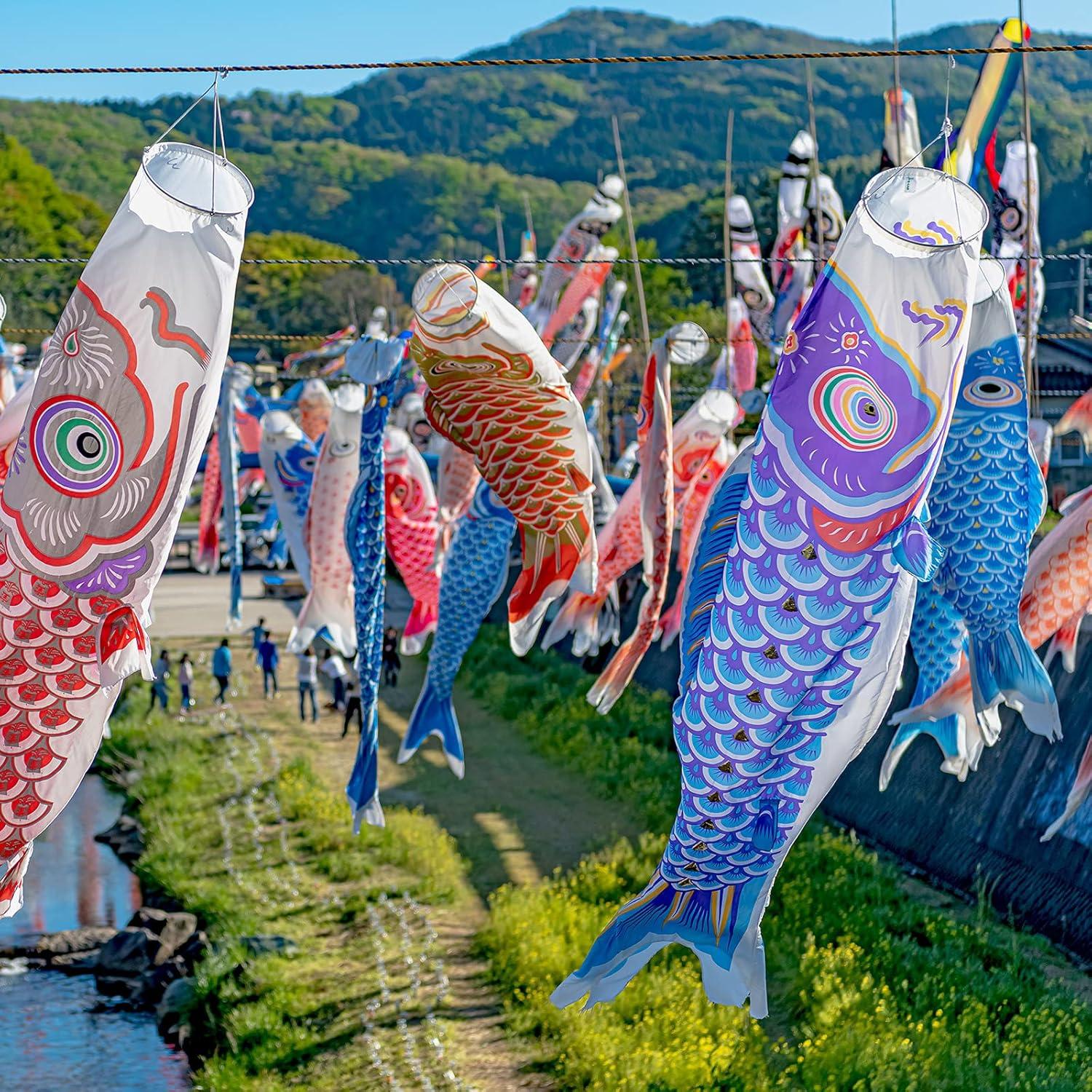 10 Banderas de Pez Koinobori Boao 40 cm Decoración Jardín