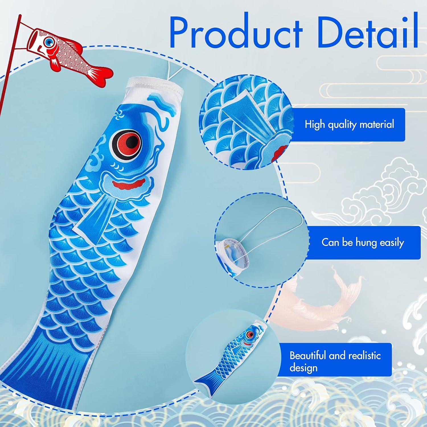 10 Banderas de Pez Koinobori Boao 40 cm Decoración Jardín