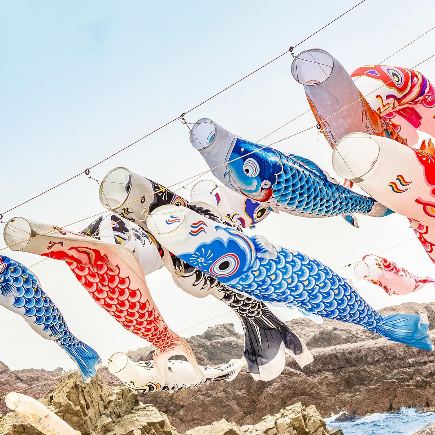 10 Banderas de Pez Koinobori Boao 40 cm Decoración Jardín