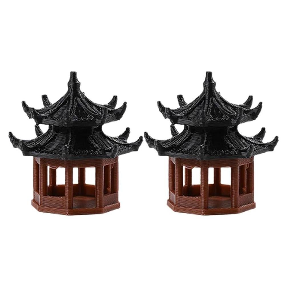 Estatuas de Mini Pabellón Yardwe - Decoración Jardín Zen 2 Pcs