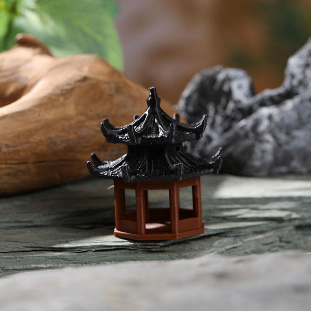 Estatuas de Mini Pabellón Yardwe - Decoración Jardín Zen 2 Pcs