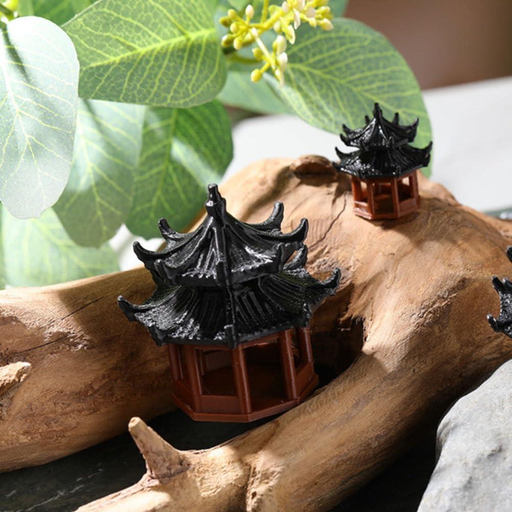 Estatuas de Mini Pabellón Yardwe - Decoración Jardín Zen 2 Pcs