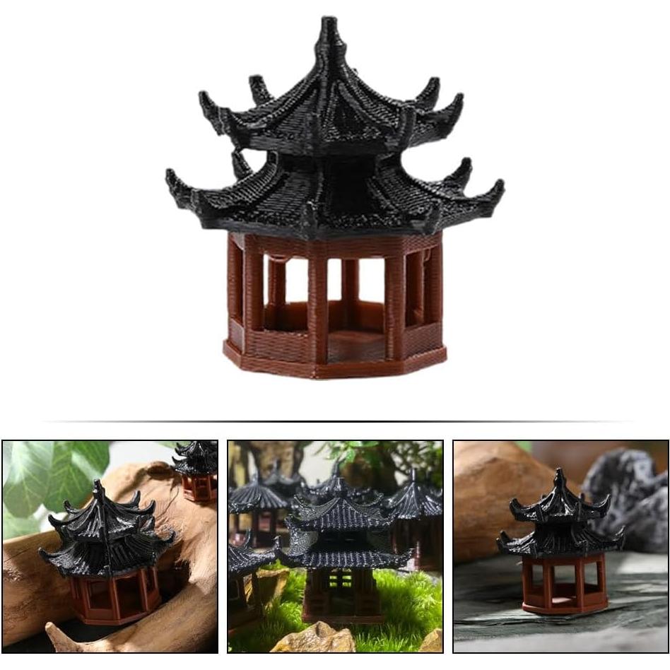Estatuas de Mini Pabellón Yardwe - Decoración Jardín Zen 2 Pcs