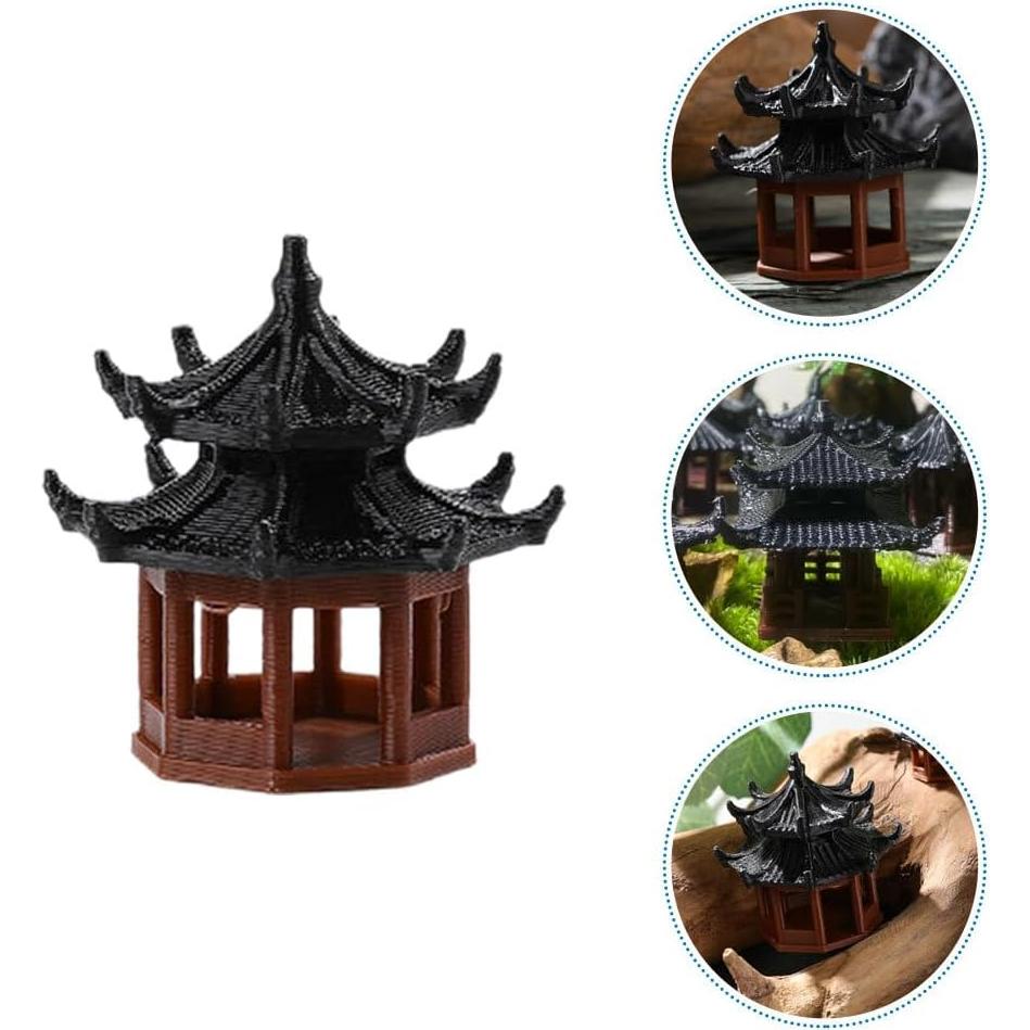 Estatuas de Mini Pabellón Yardwe - Decoración Jardín Zen 2 Pcs