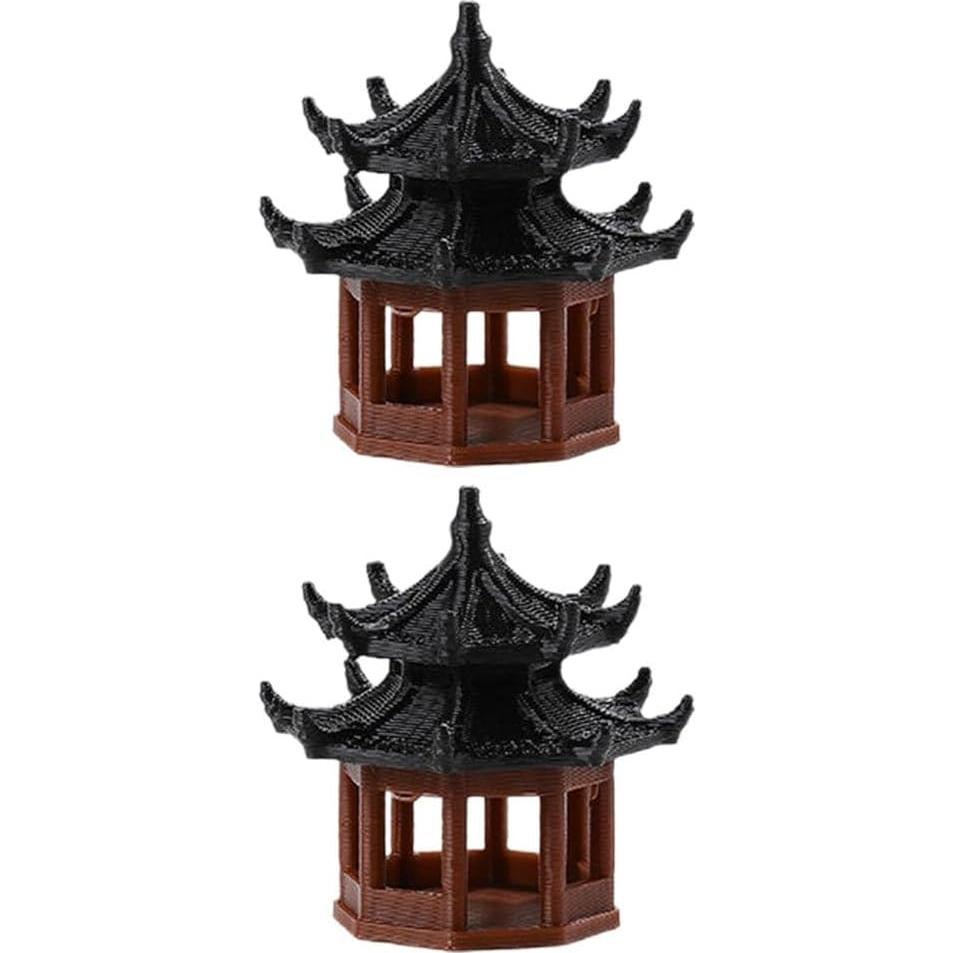 Estatuas de Mini Pabellón Yardwe - Decoración Jardín Zen 2 Pcs