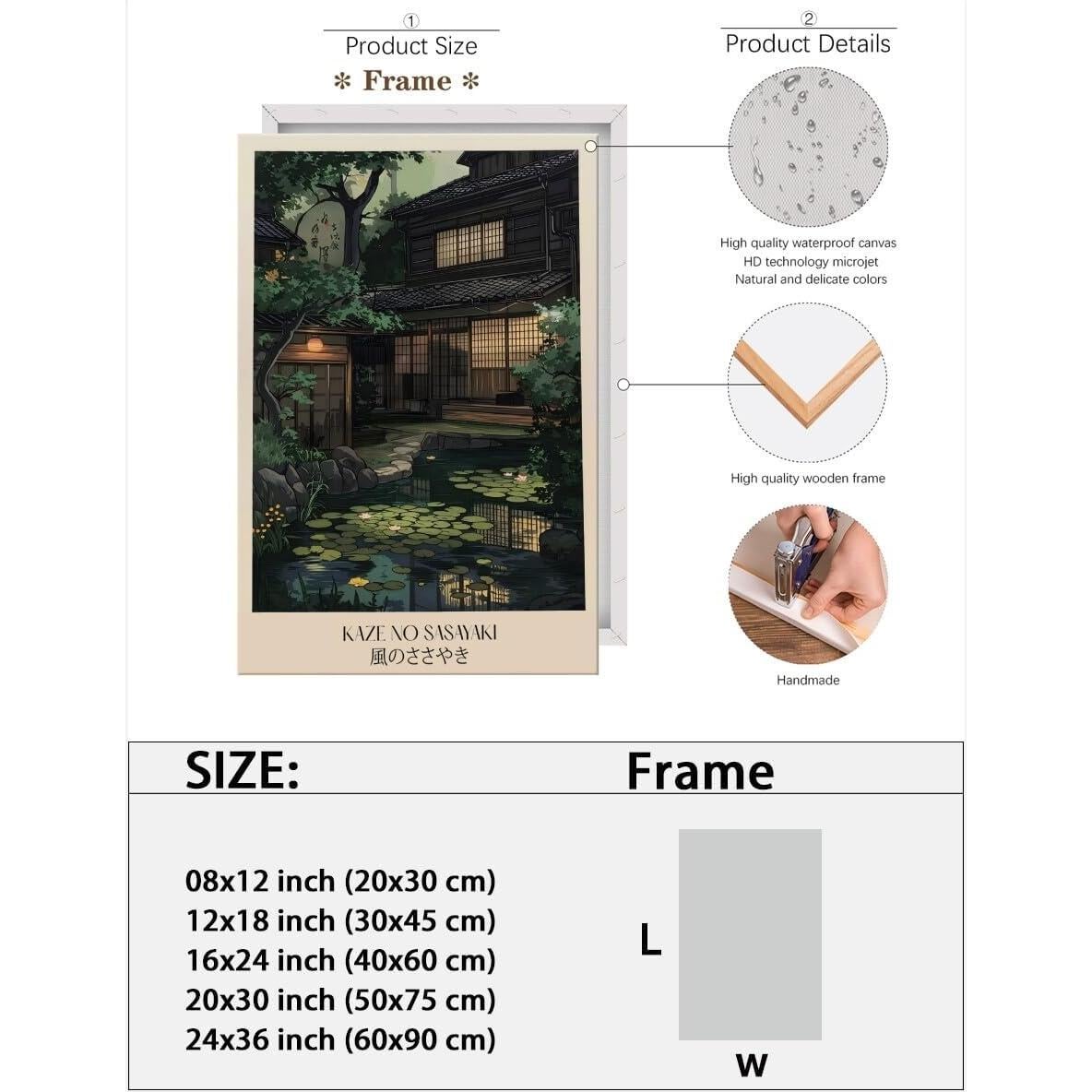 Póster Lienzo Jardín Japonés 30x45 cm Enmarcado Decoración