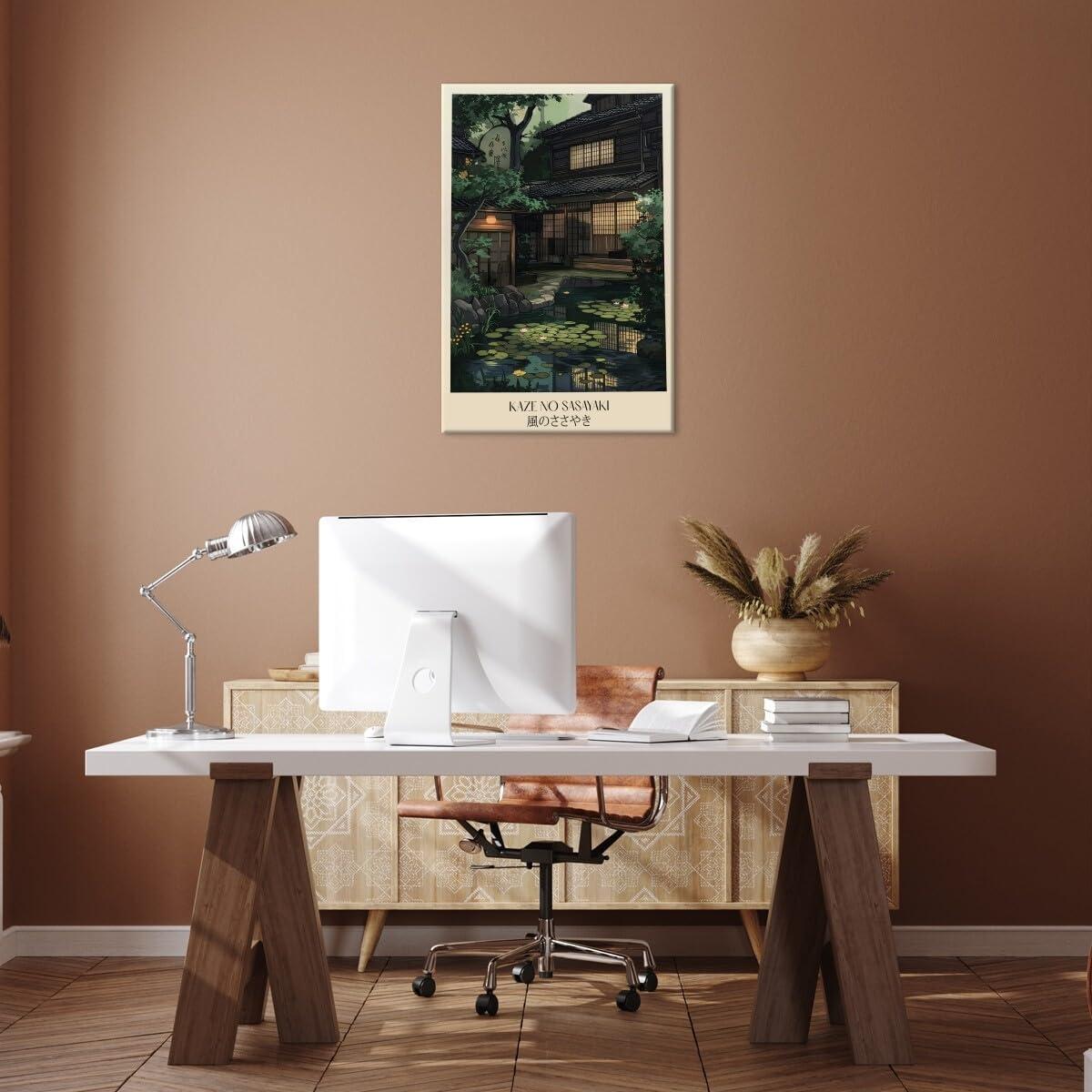 Póster Lienzo Jardín Japonés 30x45 cm Enmarcado Decoración