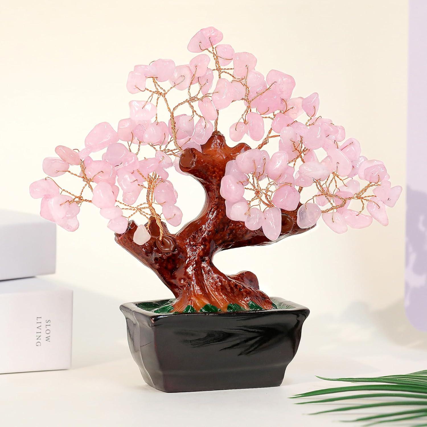 Árbol de Dinero de Cuarzo Rosa Parma77 - Decoración Feng Shui