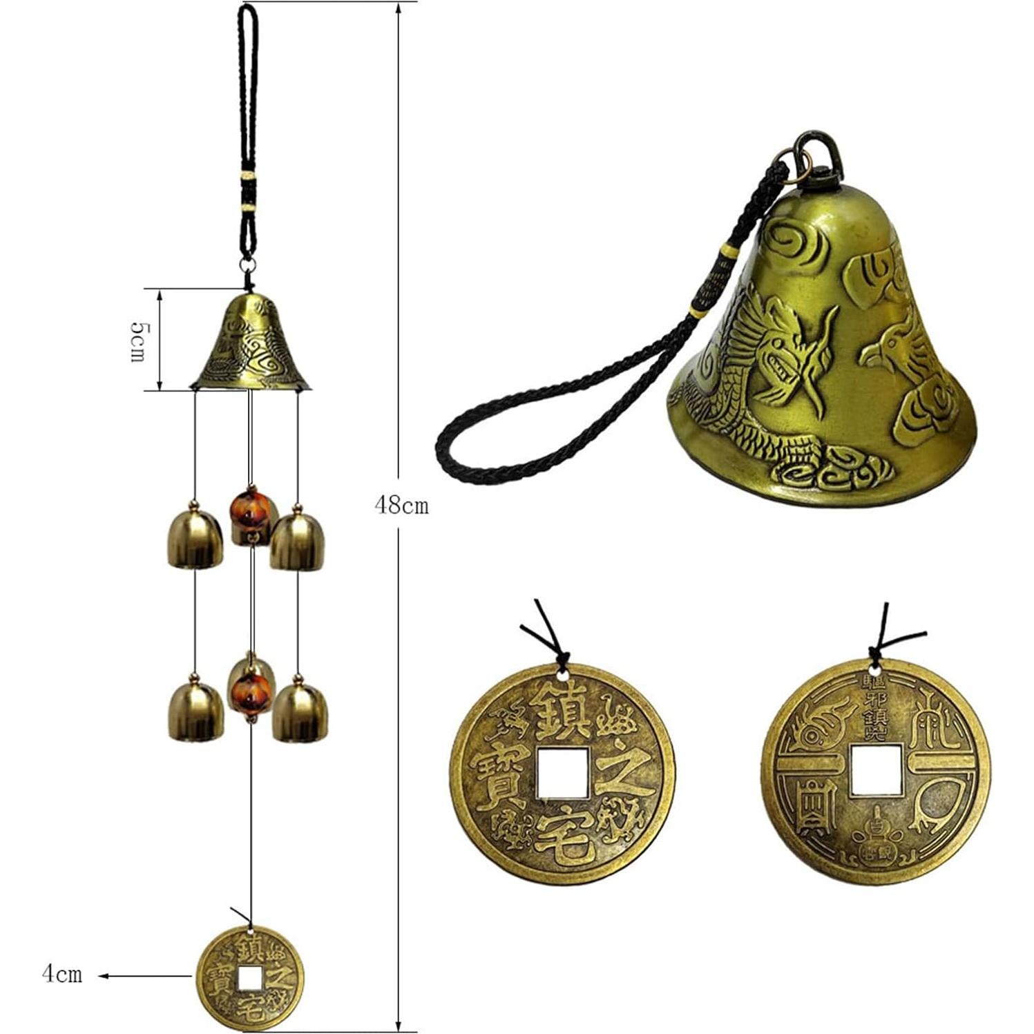 Campana de Viento Feng Shui XUJIQI 50cm Cobre Dragón