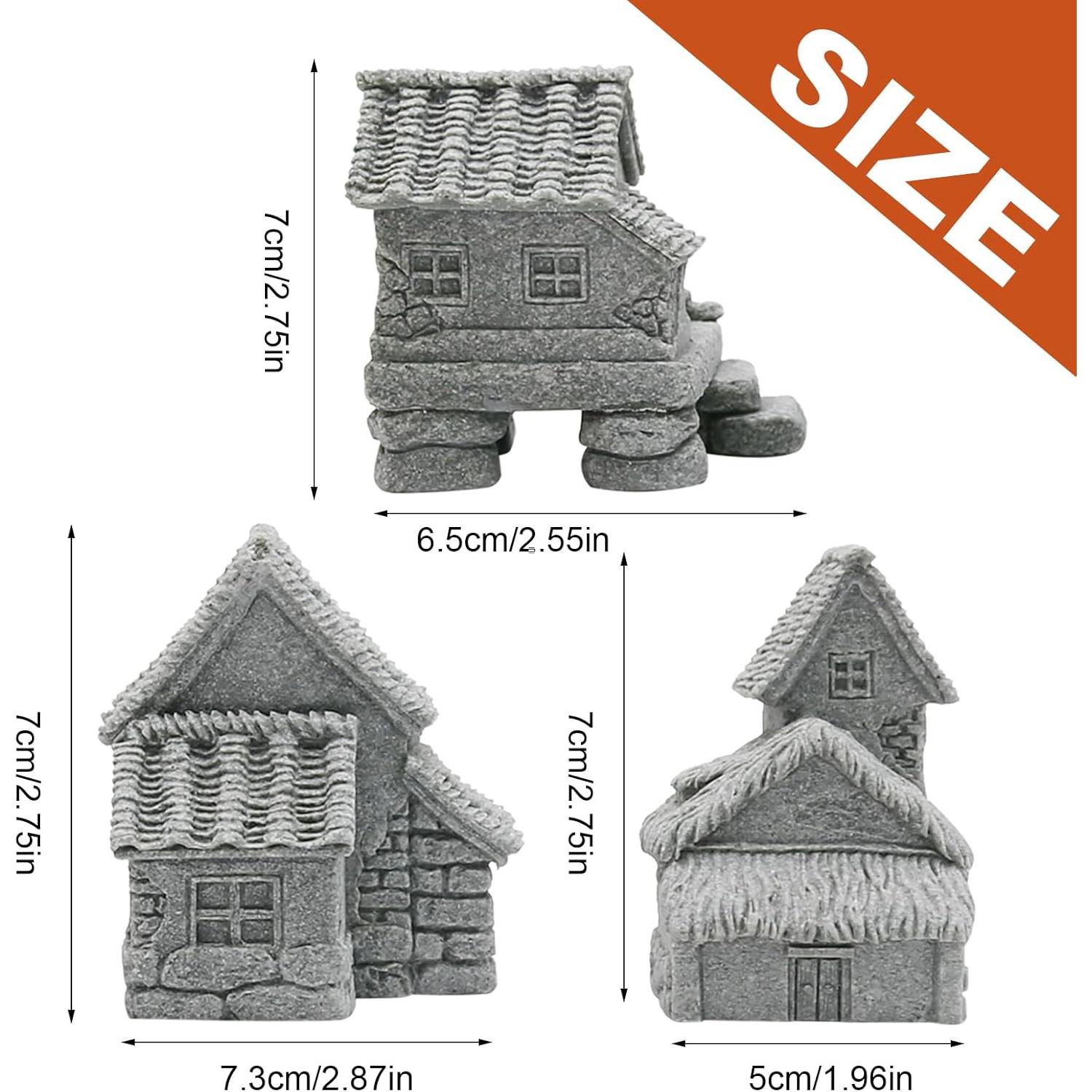 3PCS Micro Casas de Pueblo Saihisday para Jardín Zen