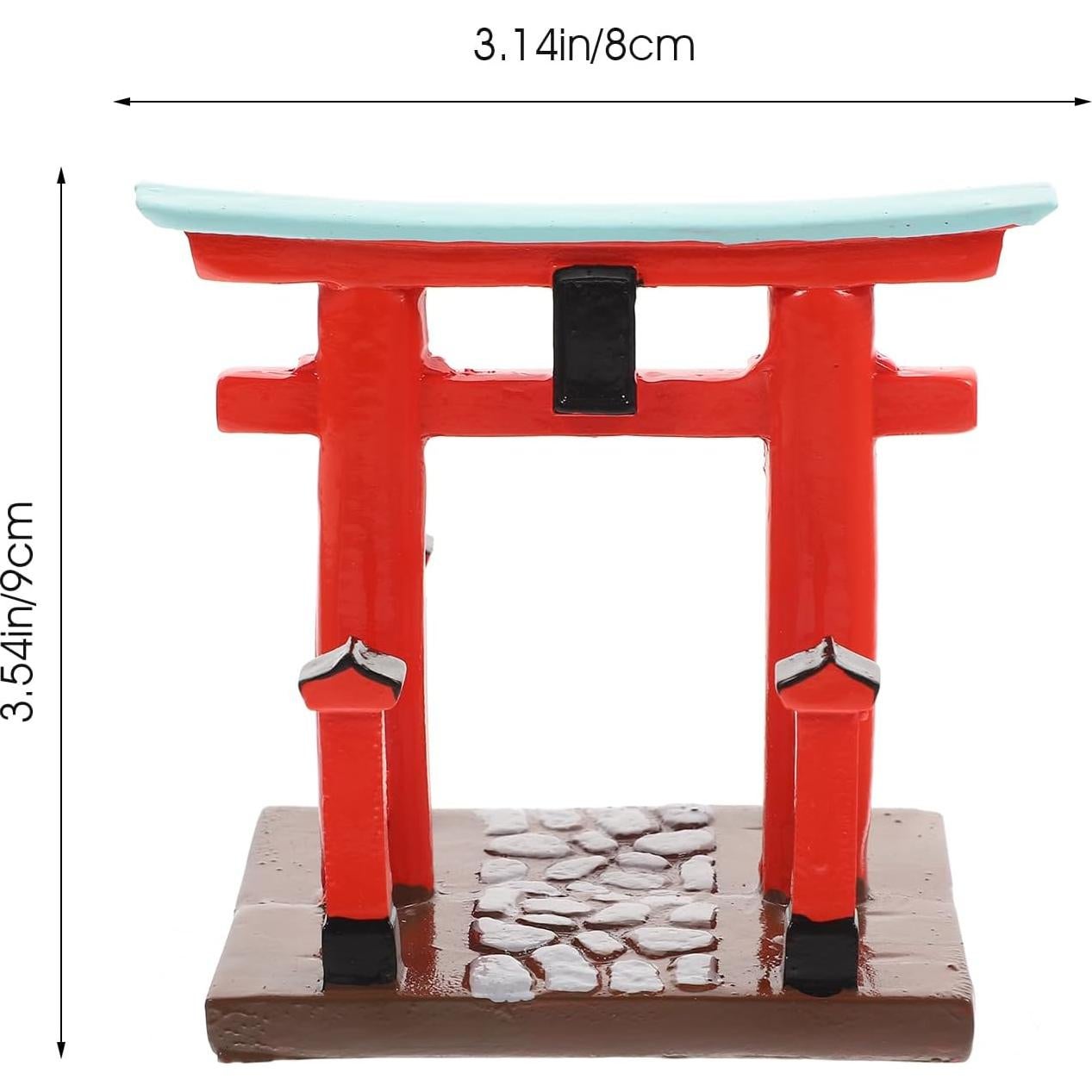 Garneck Japanese Torii Gate Shinto Ornament Shrine Temple Fairy Zen Gardens Decor Japan Altar Shelf Torii Gate Statue Landscape Miniatures for Home Fish Tank Aquarium Decorations