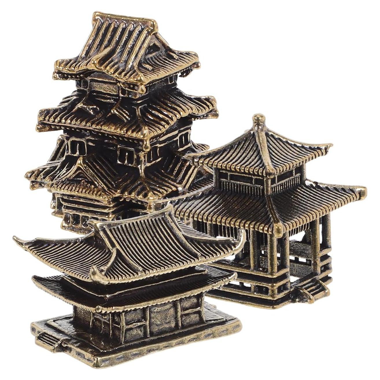 Amosfun 3 Piezas Pagoda Miniatura de Latón para Jardín Zen