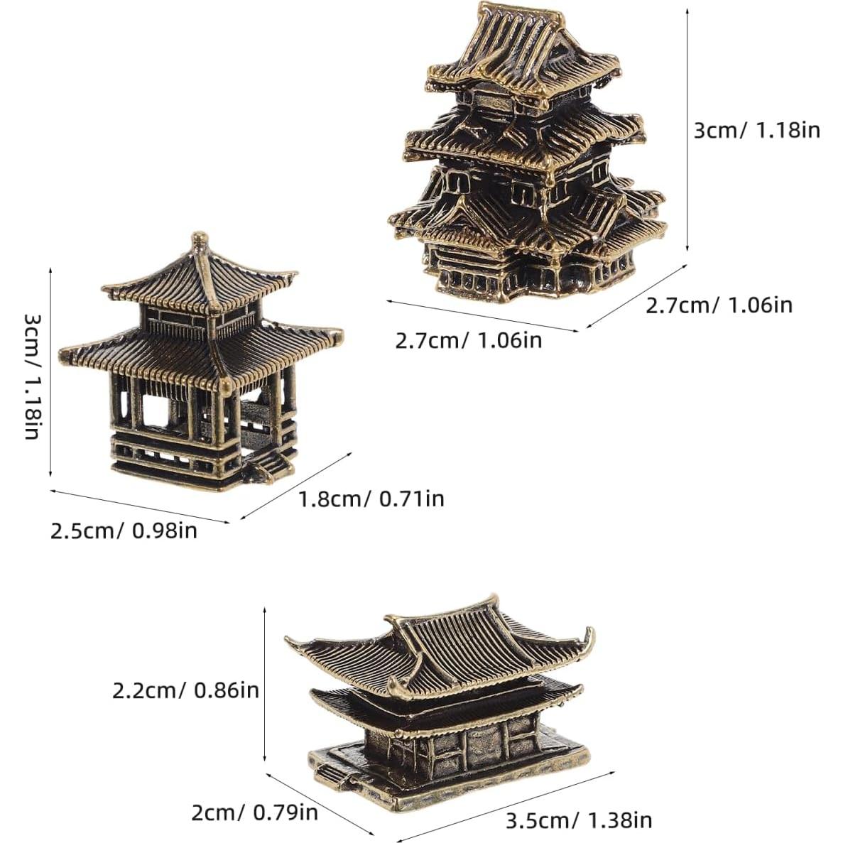 Amosfun 3 Piezas Pagoda Miniatura de Latón para Jardín Zen