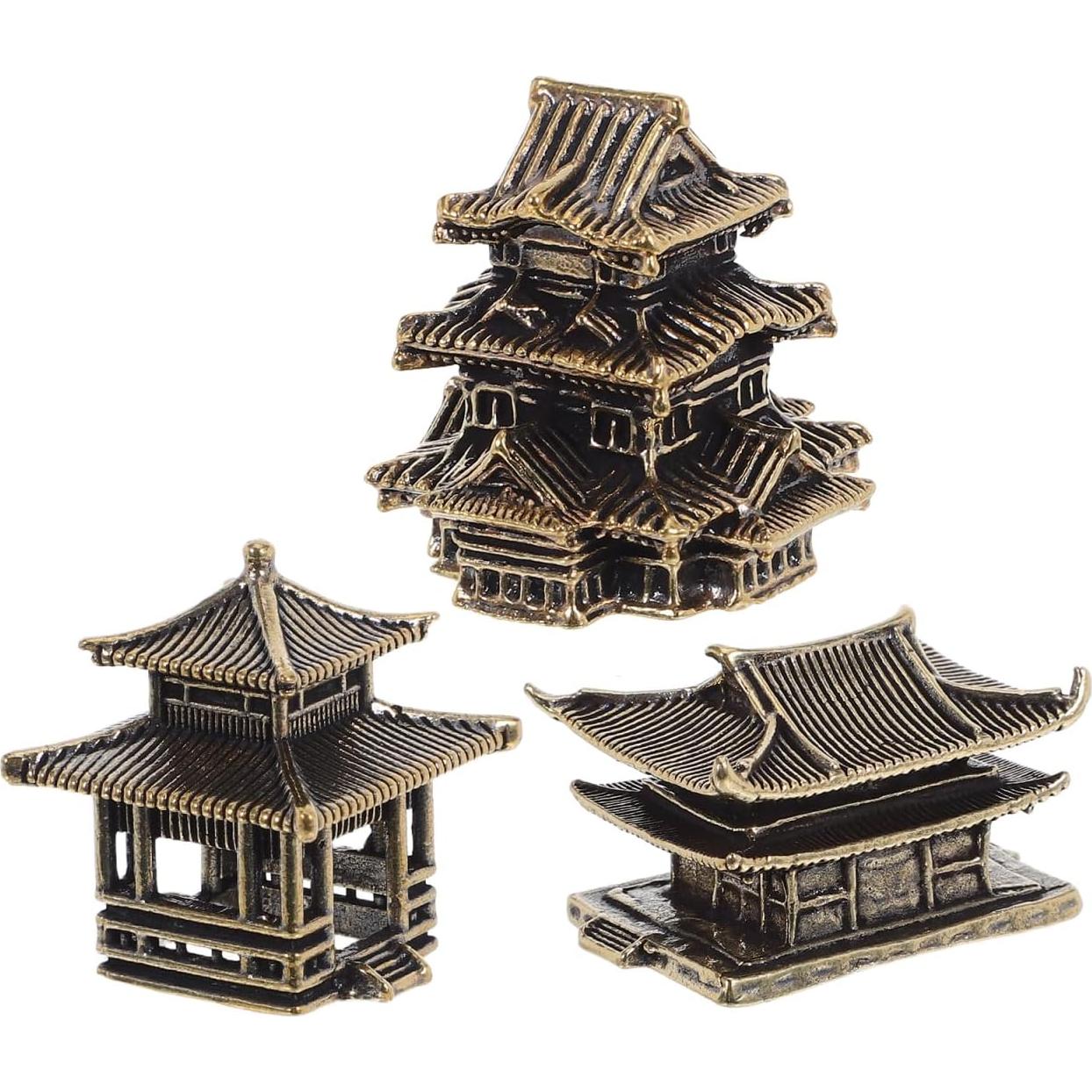 Amosfun 3 Piezas Pagoda Miniatura de Latón para Jardín Zen