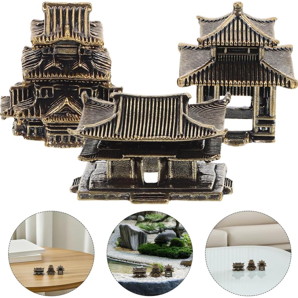 Amosfun 3 Piezas Pagoda Miniatura de Latón para Jardín Zen