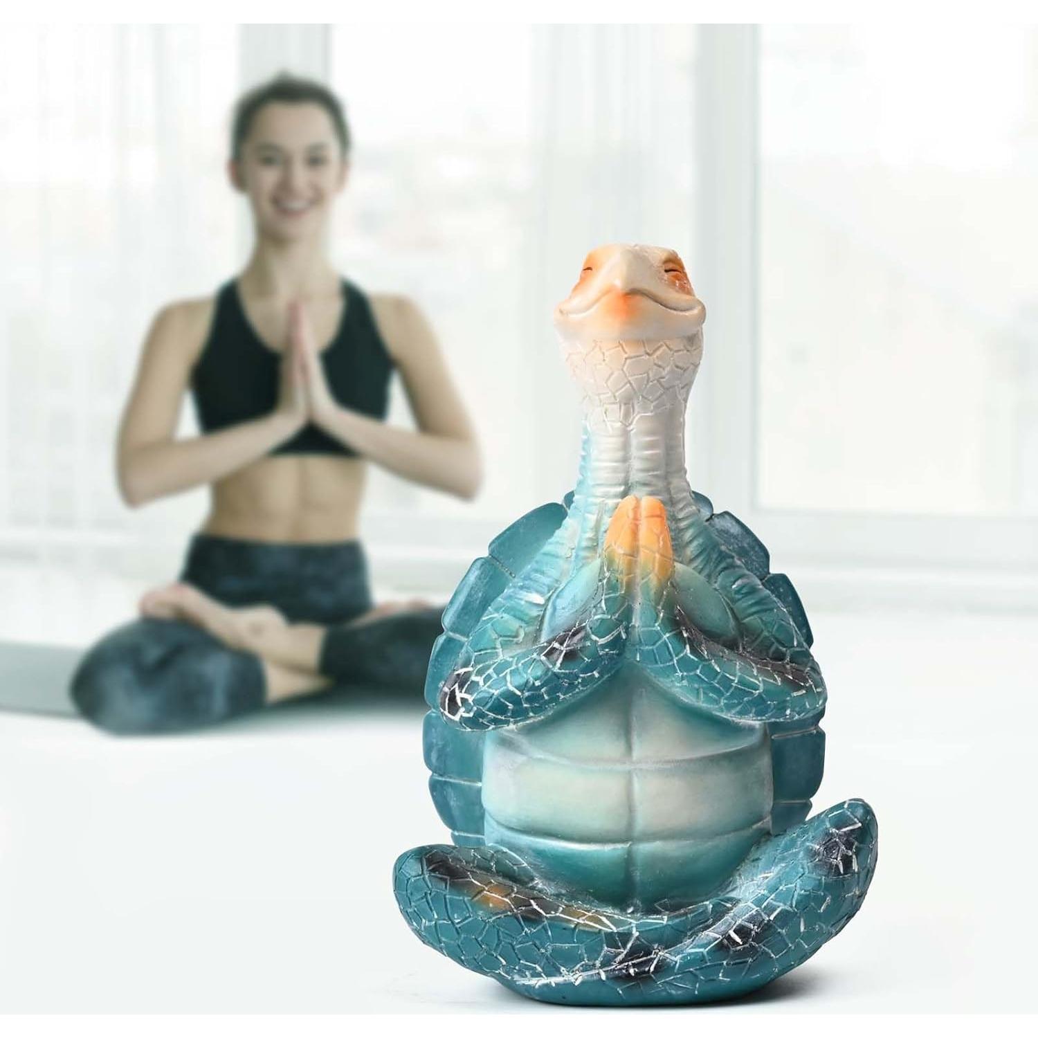 Estatua de Tortuga Marina Meditadora Boobezeen - Resina Azul 16x11x8cm