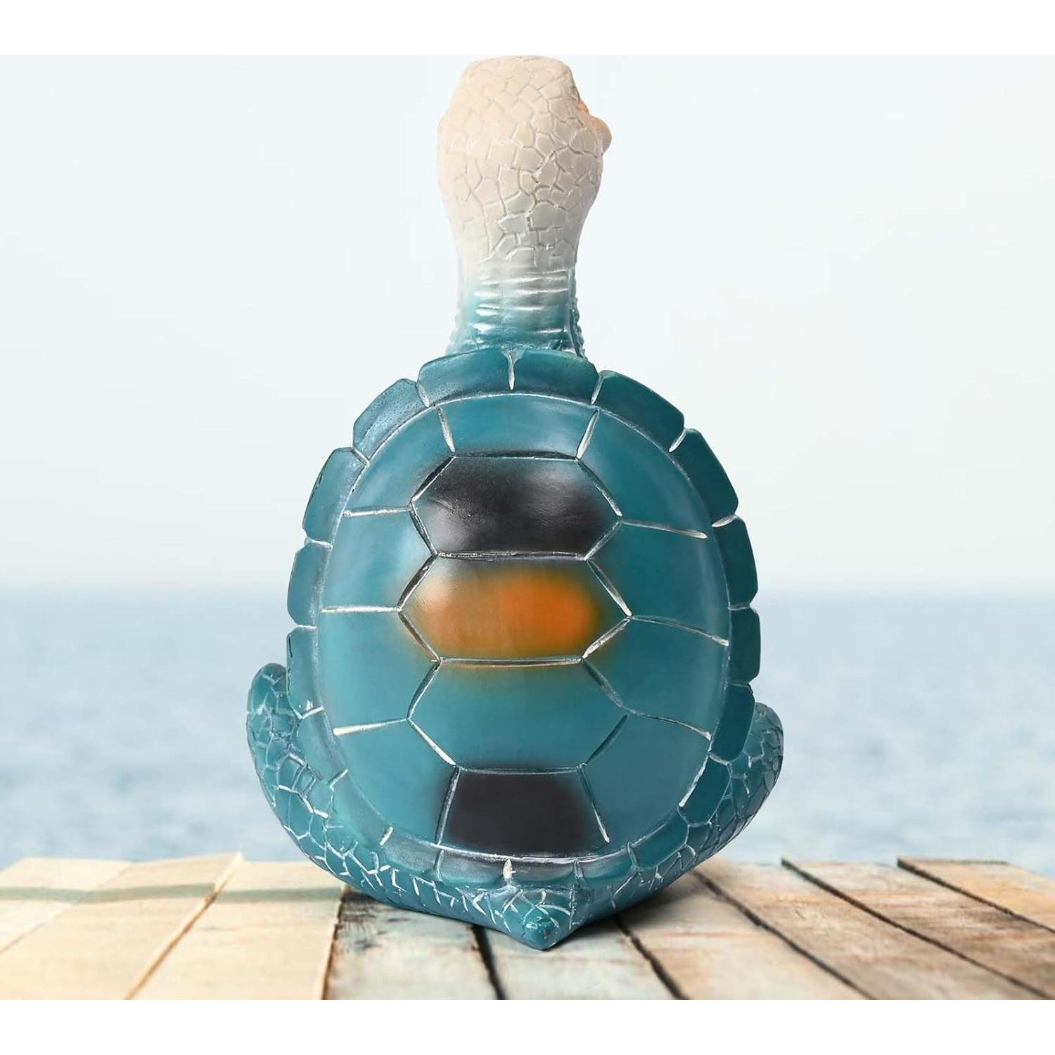 Estatua de Tortuga Marina Meditadora Boobezeen - Resina Azul 16x11x8cm